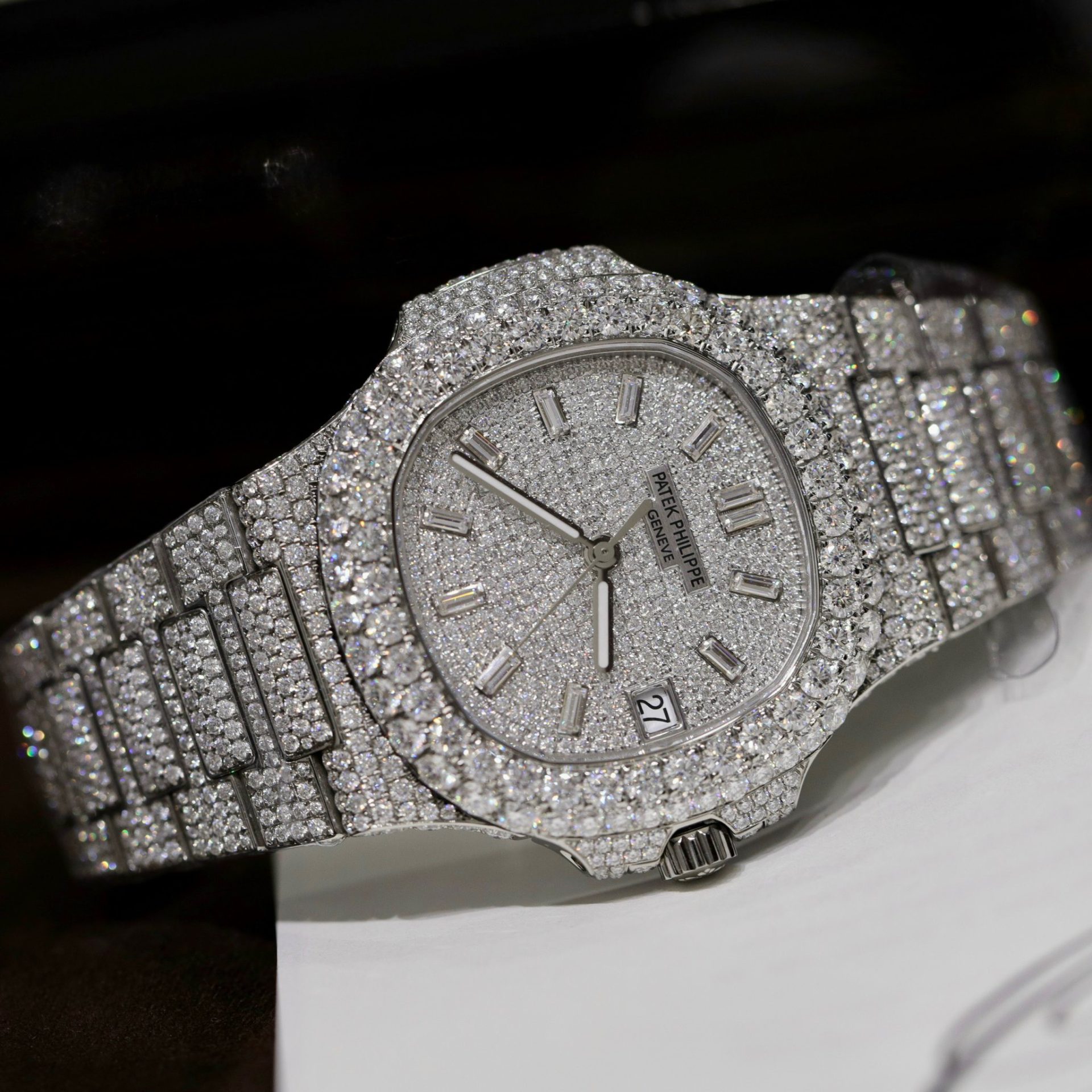Patek Philippe Best Replica Watch Nautilus 5719 Custom Full Moissanite Diamonds 40mm - Top club