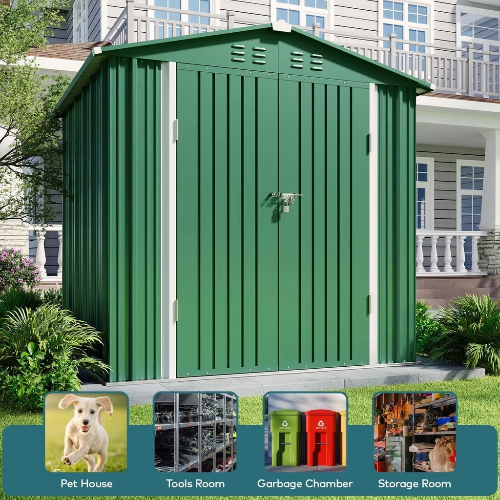 6' x 4' Outdoor Storage Shed on Sale, Aiho Shed & Outdoor Storage Clearance, Metal Storage Shed for Outside, Backyard, Garden & Patio - Dark Gray - Image 14