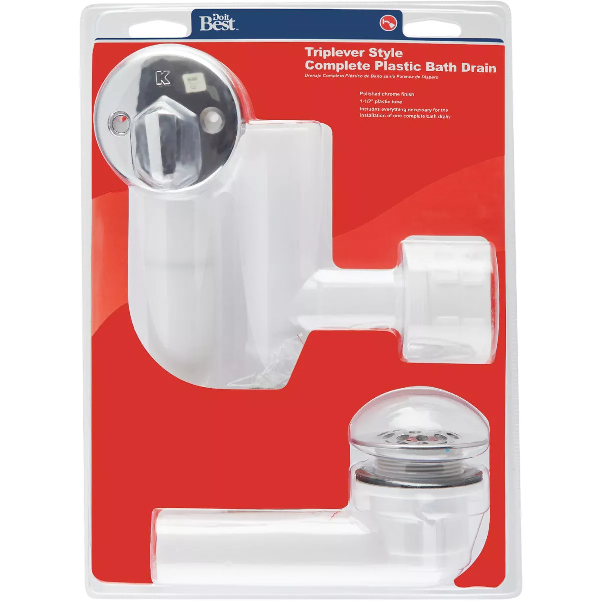 Do it Best Plastic Trip Lever Bath Drain for Concealed Drain with Polished Chrome Trim