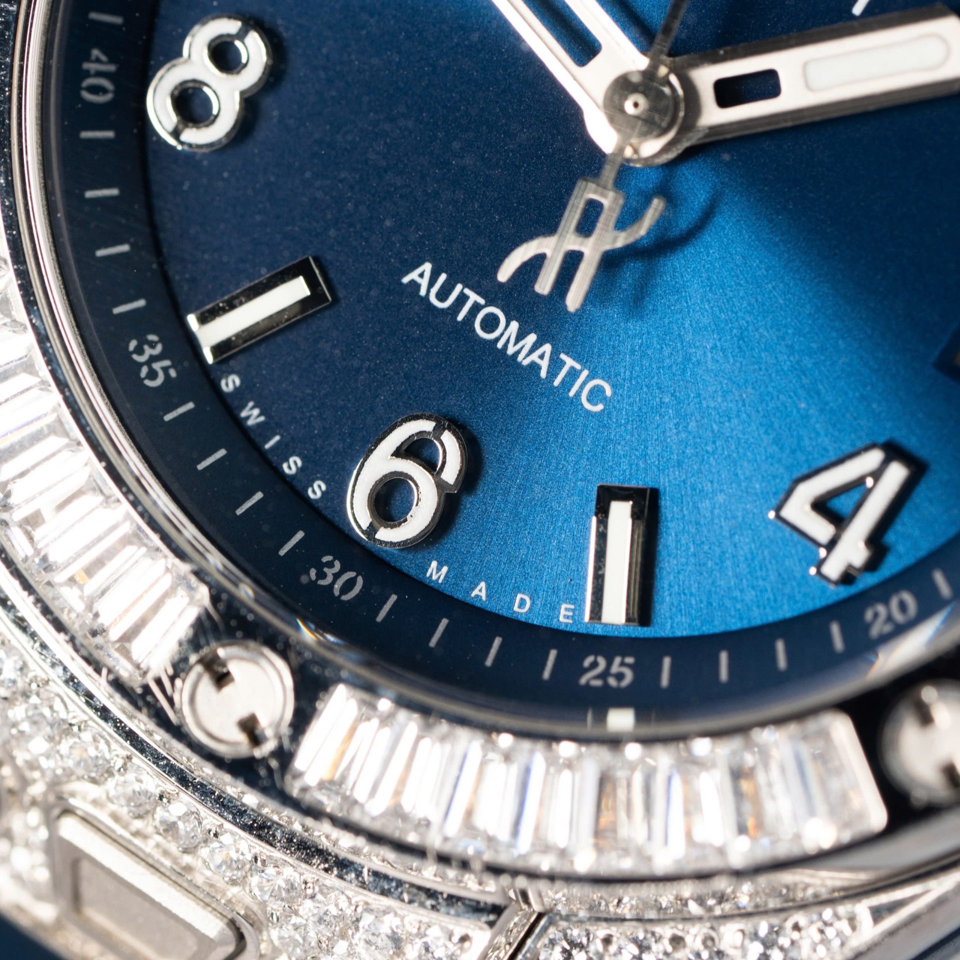 Hublot Replica 11 Watch Big Bang One Click Blue With Full Diamond 39mm - Elite Watch Atelier
