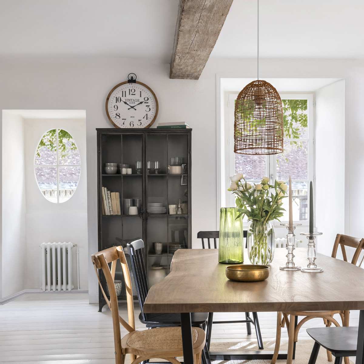 Clock"Yago" Wood & metal, d.57 cm