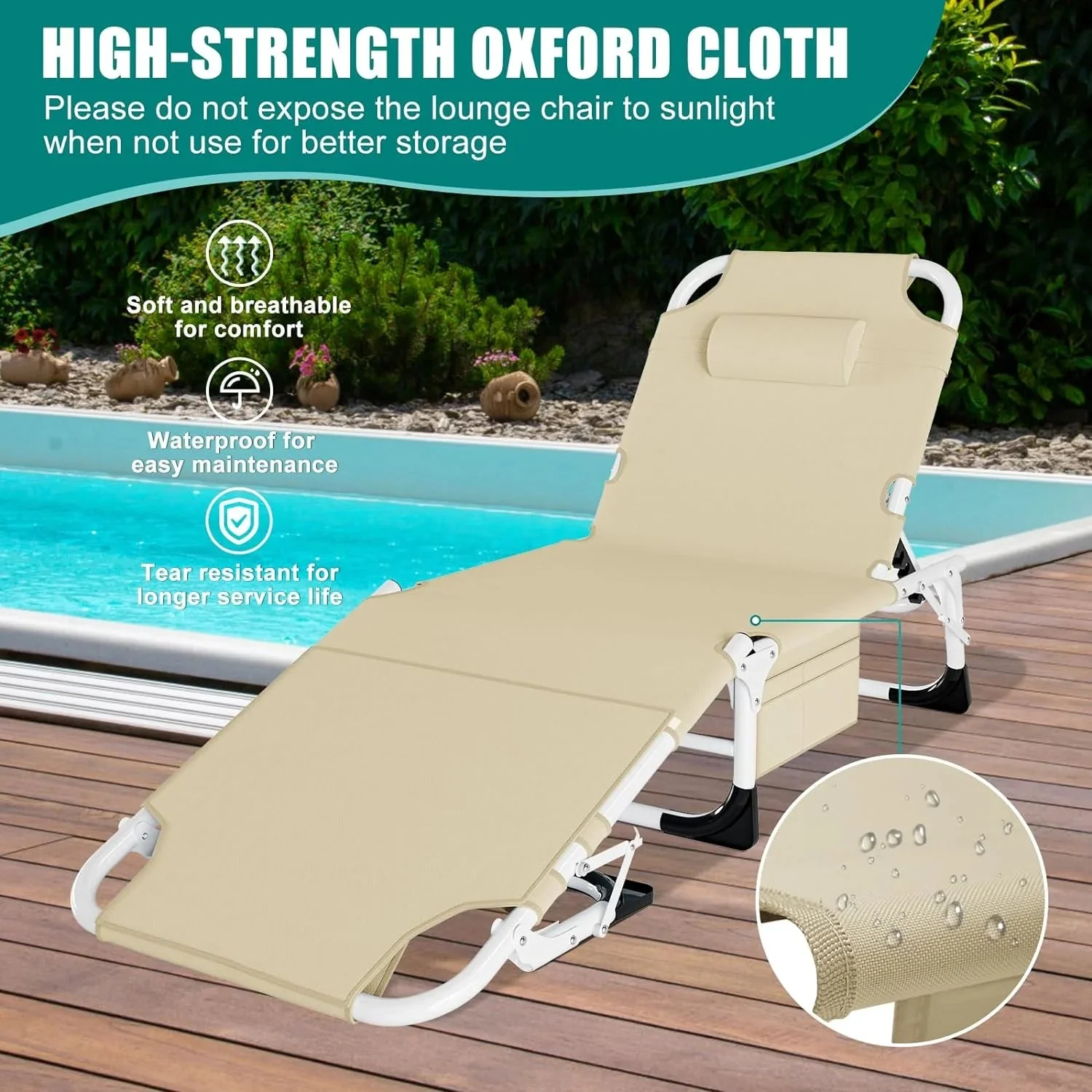 Slsy 5-Position Adjustable Folding Lounge Chair And Cot - 75.2" x 25.6" x 11.8" - Image 110 Slsy 5-Position Adjustable Folding Lounge Chair And Cot - 75.2" x 25.6" x 11.8" - Image 110