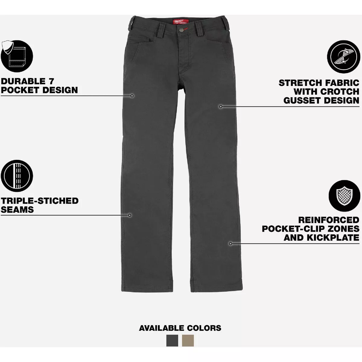 Milwaukee Women's 6 Regular Gray Work Pants