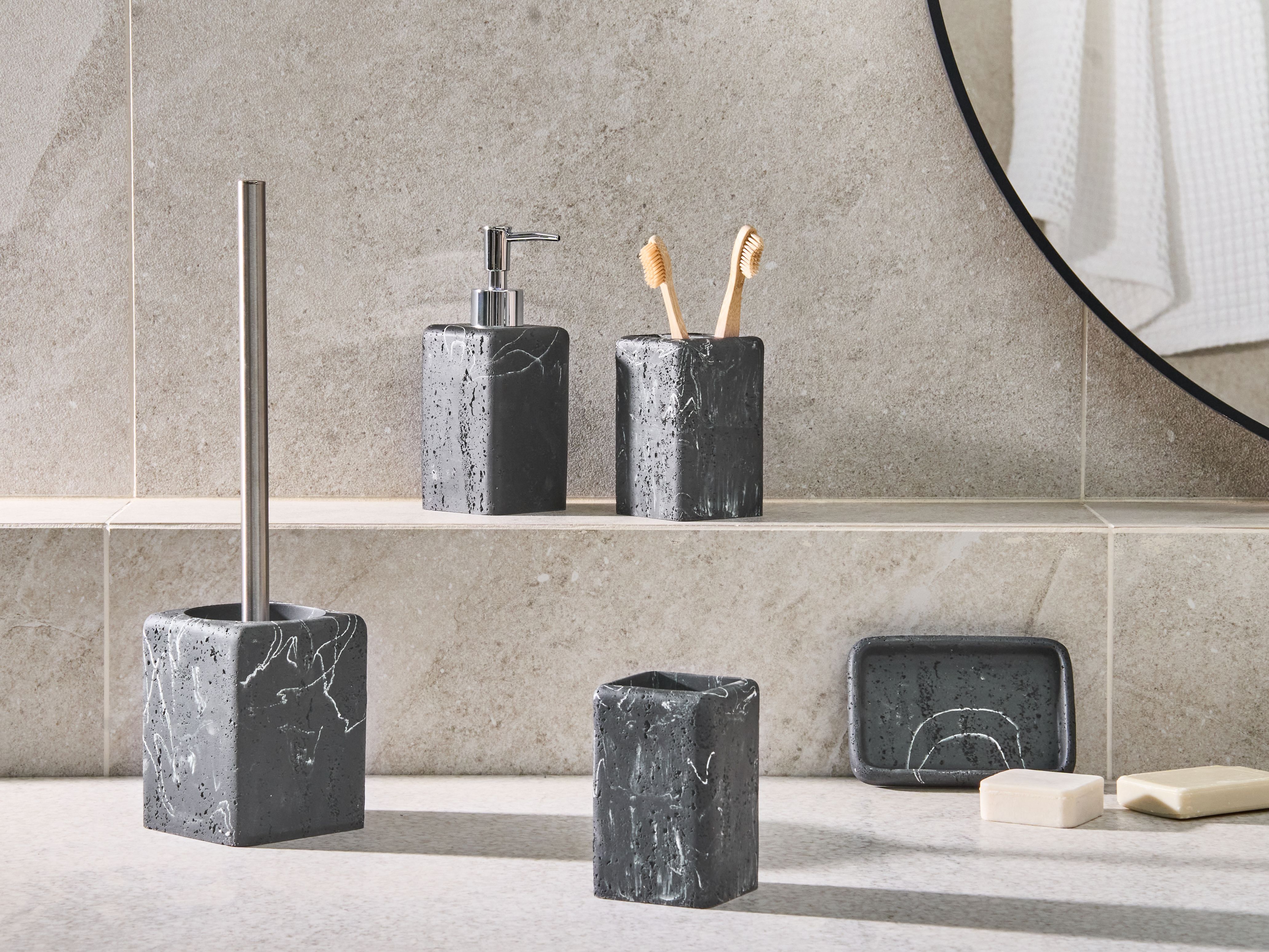 5-Piece Bathroom Accessories Set VILCANOTA Black Marble