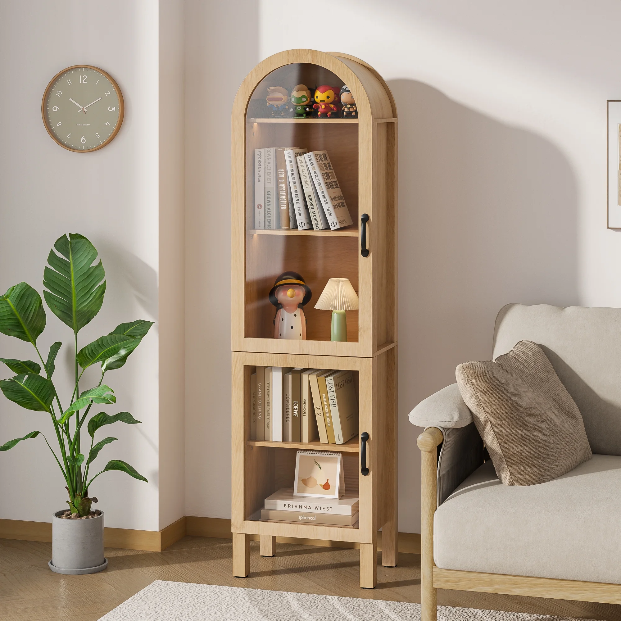 Fiogmub Tall Arched Storage Display Cabinet, Arched Pantry Cabinet with Doors, Acrylic Glass Doors - Image 15