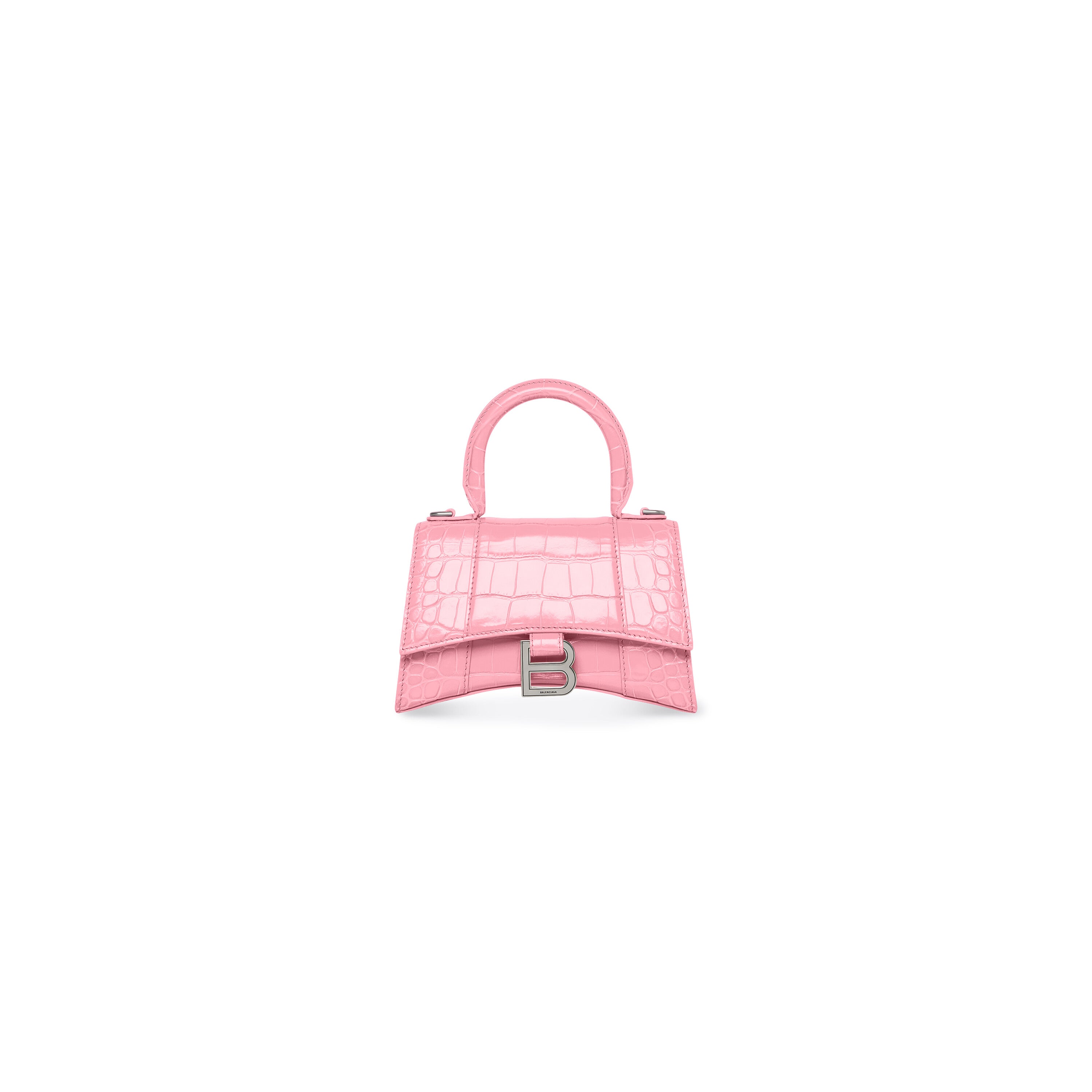 WOMEN'S HOURGLASS XS HANDBAG CROCODILE EMBOSSED IN PINK - Replicaclubs