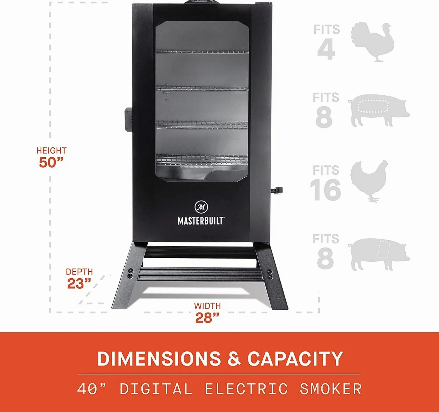Masterbuilt 40 inch Digital Electric Smoker With Window, Legs, 4 Racks, Black - Image 6 Masterbuilt 40 inch Digital Electric Smoker With Window, Legs, 4 Racks, Black - Image 6