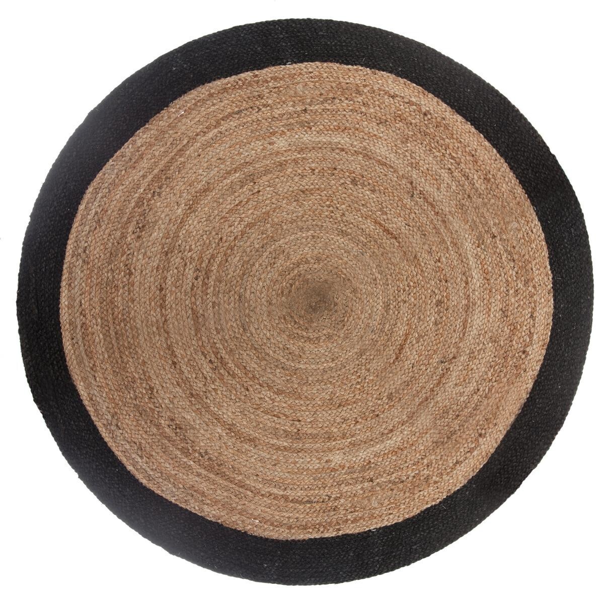 Round rug, jute with black edge Black, D.120 cm