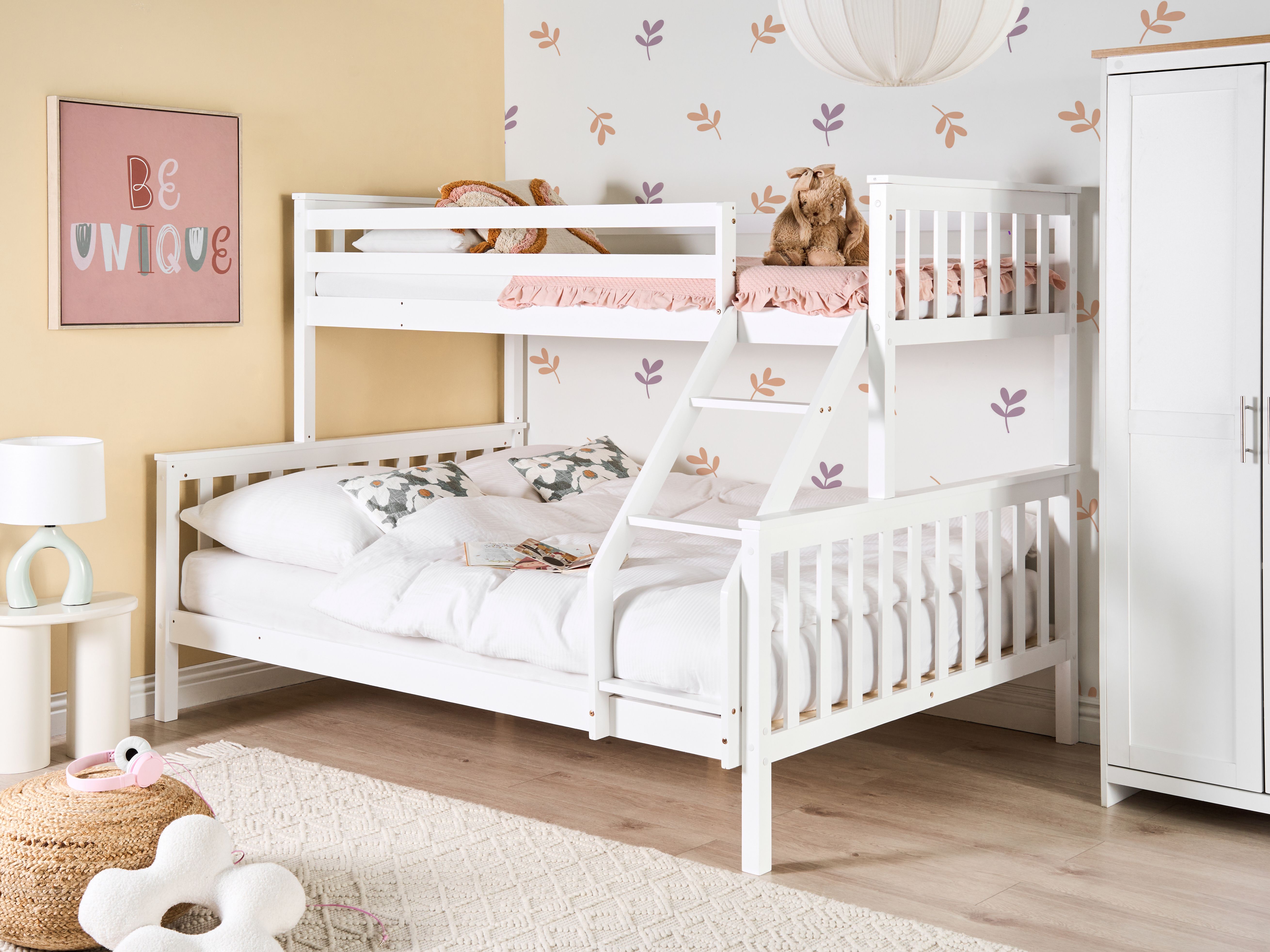 Bunk Bed Pine Wood BIERNE 90/140 x 200 cm White