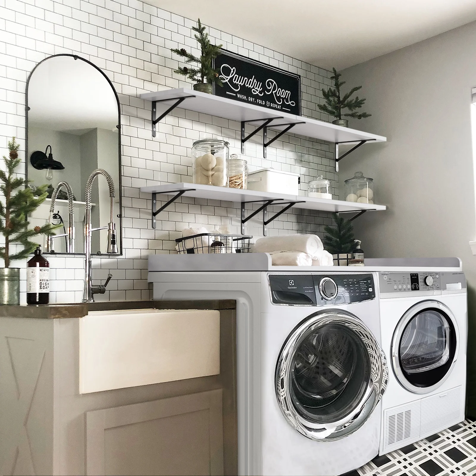 Kaboon Washer Dryer Countertop with Edge Rails, 27.5" x 54", Light Walnut - Image 28