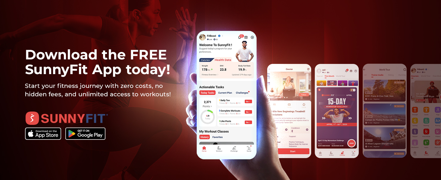 Téléchargez l'application gratuite SunnyFit dès aujourd'hui !