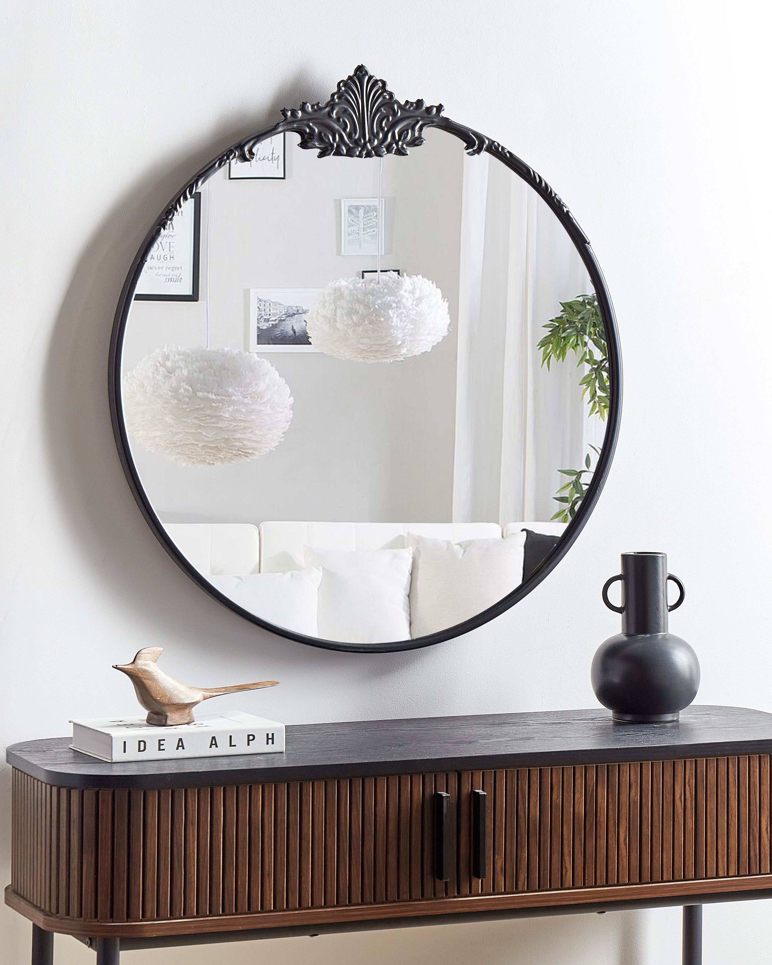 Wall Mirror SOMMANT 67 cm 76 cm Metal Black