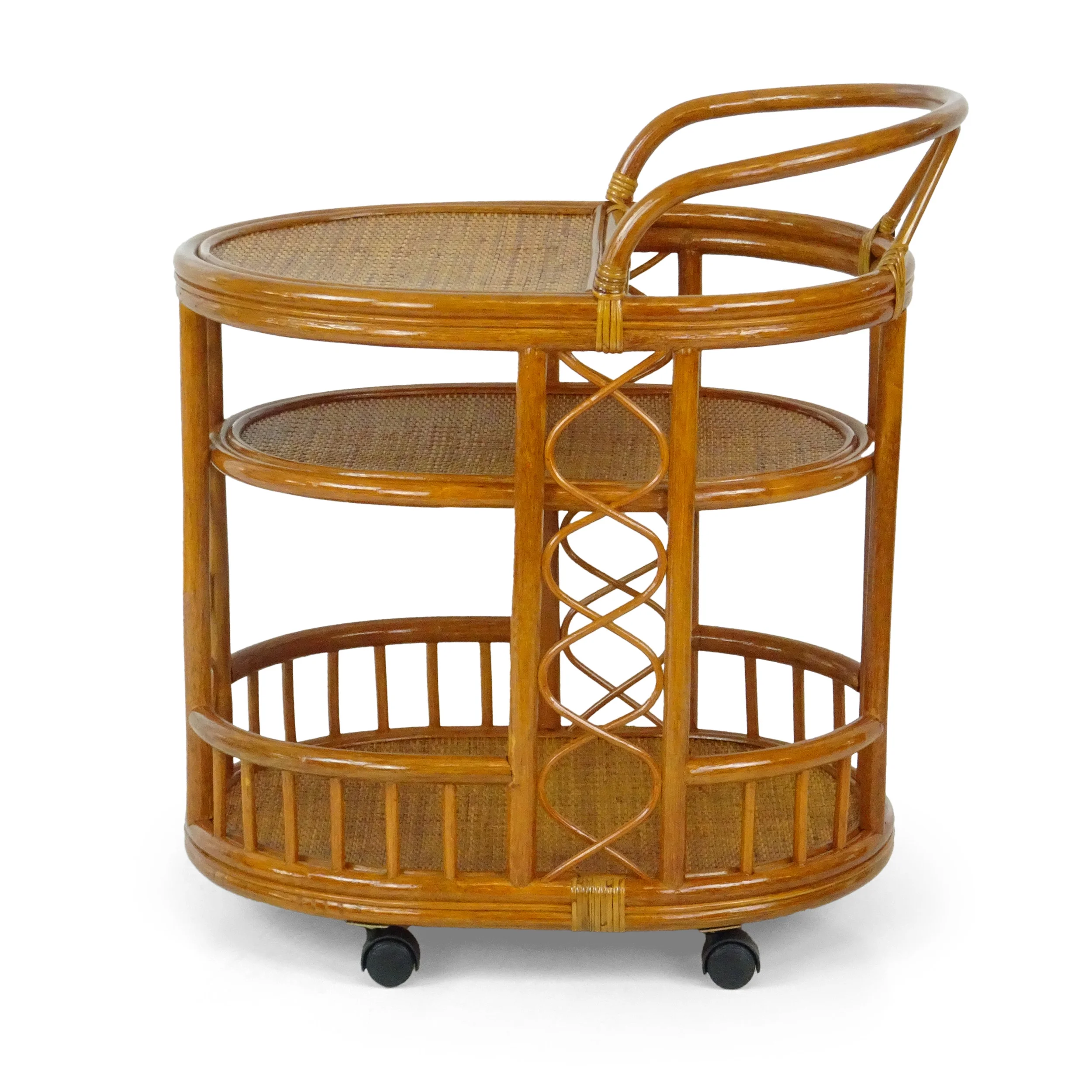 SK New Interiors Trolly Moving Serving Cart Bar Table ECO Natural Rattan Wicker Handmade, Colonial - Image 4