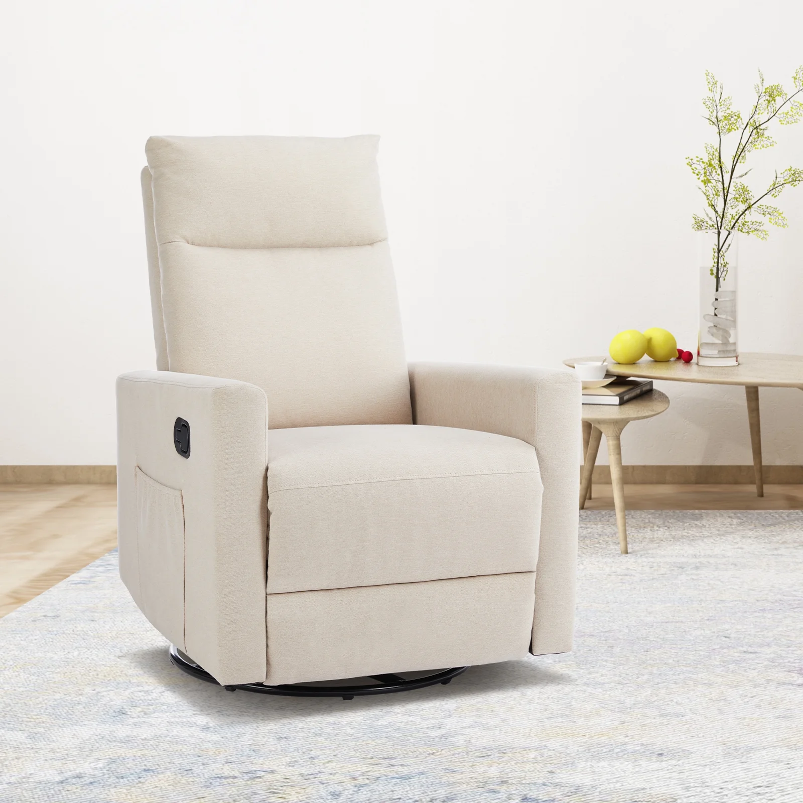 Recliner Message Chair with Footrest, Swivel Rocking Glider, High Back Upholstered Deep Seat for Living Room, Grey - Image 27