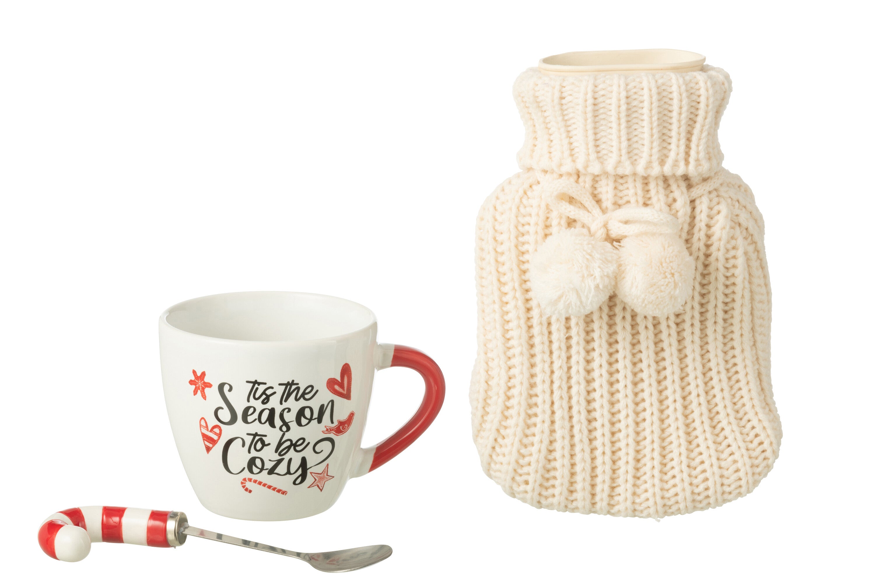 J-Line mok + lepel + warm waterkruik - keramiek - mix - giftbox