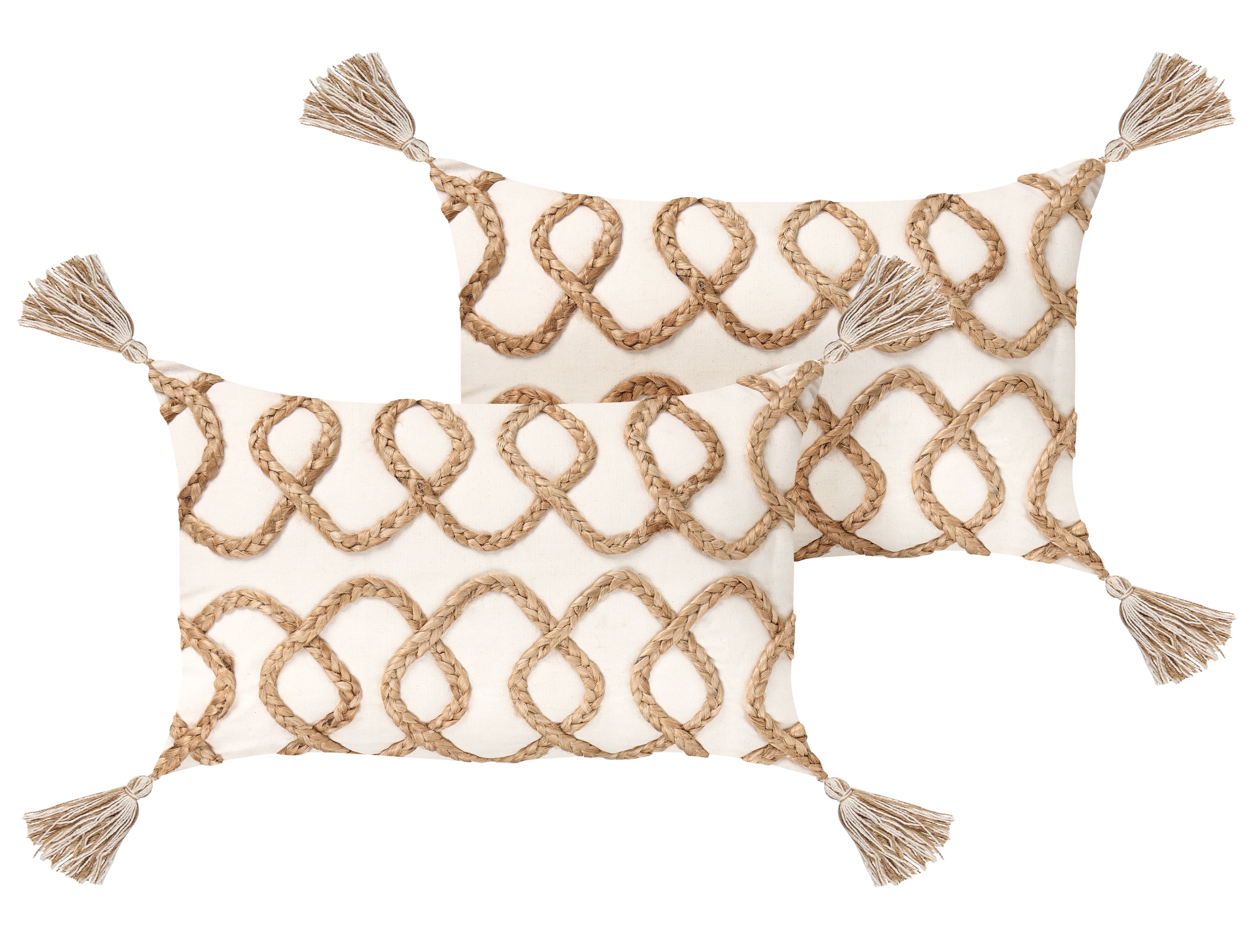Set of 2 Decorative Cushions INCANA Cotton 30 x 50 cm Beige Geometric Pattern