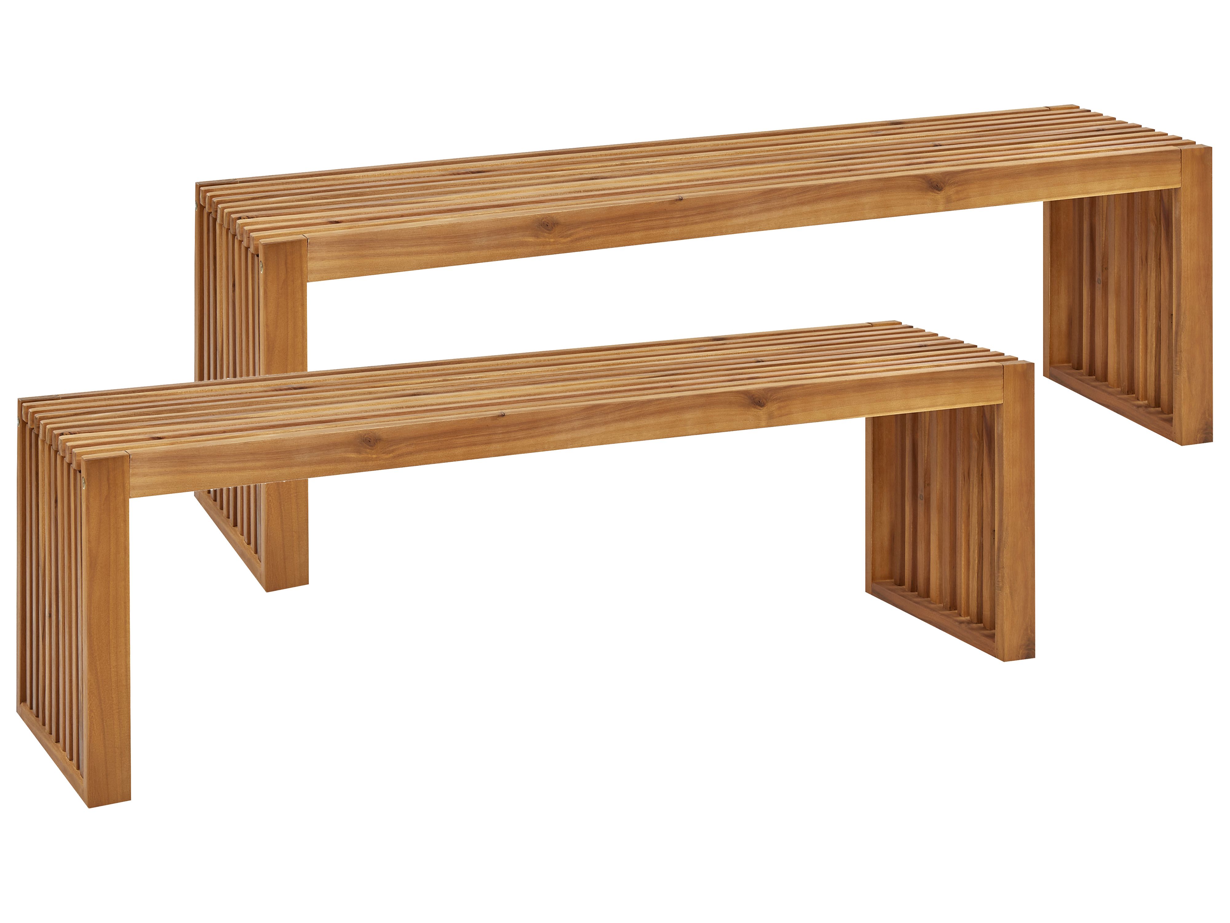 Set of 2 Garden Benches SULZANO 150 cm Acacia Wood Brown
