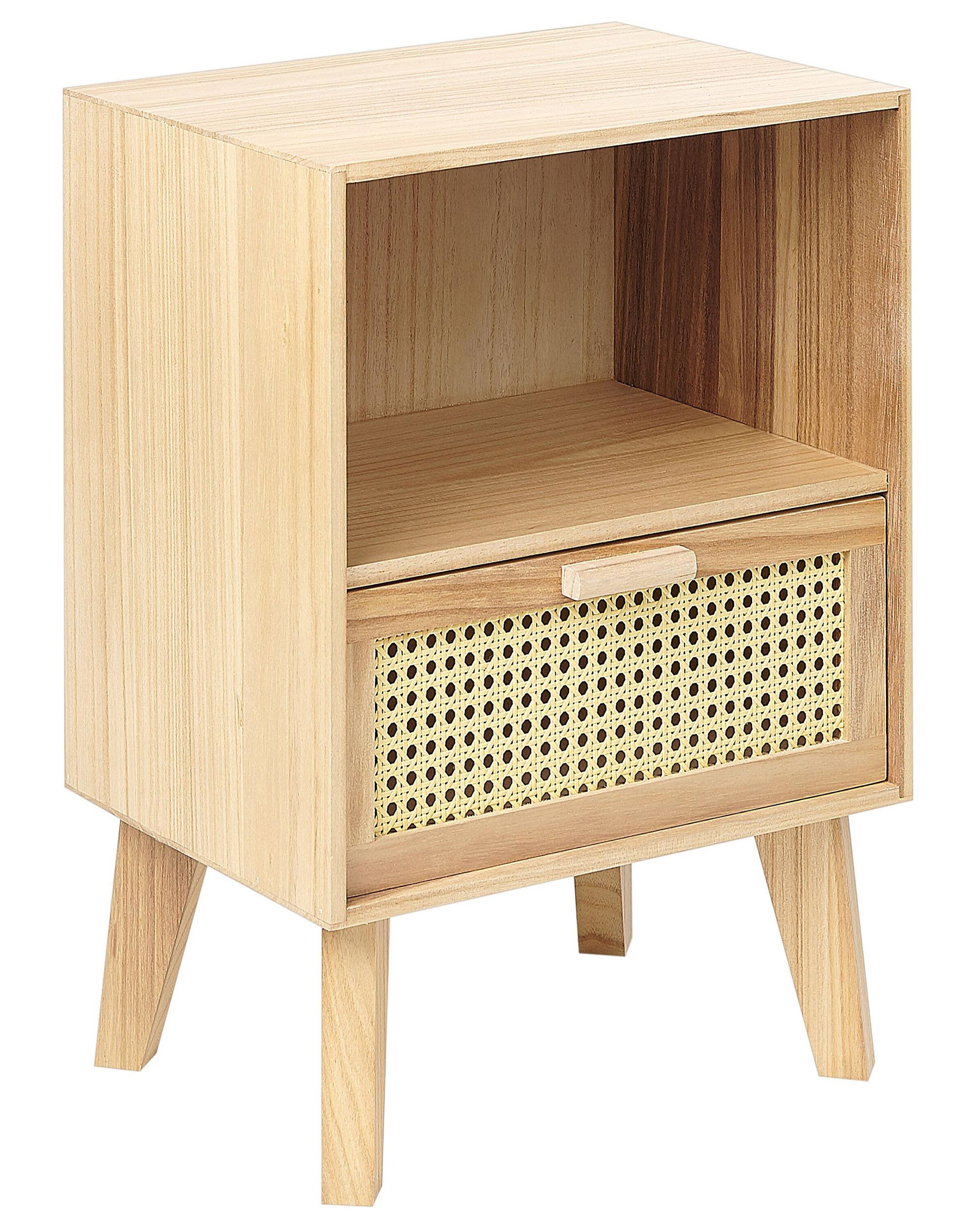 1 Drawer Bedside Table SENEY Paulownia Wood Light Brown