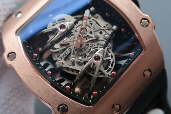 Replica Richard Mille RM027 RG Skeleton Dial Black Rubber Strap 6T51 - Top club