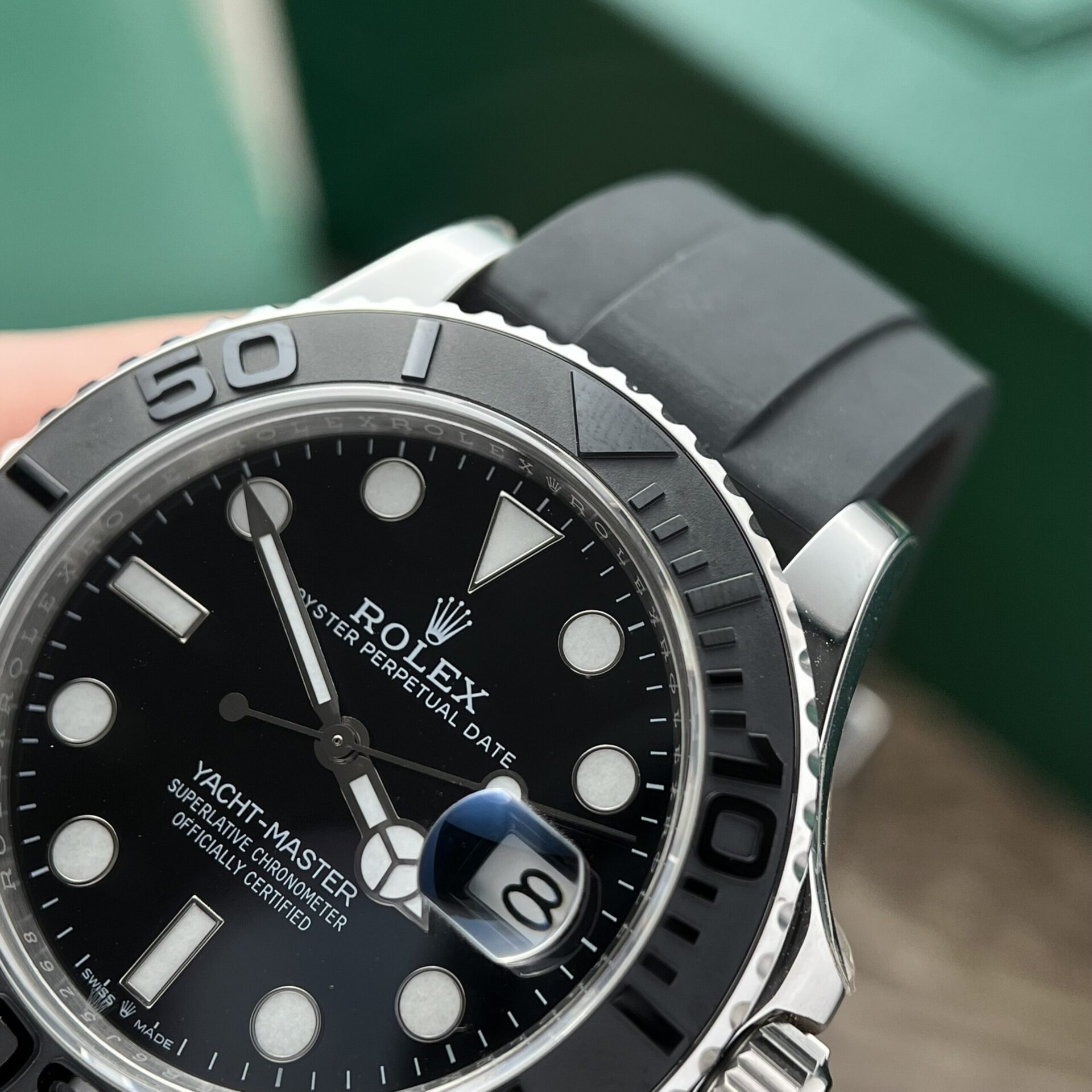 Rolex Fake Clone Yacht-Master Black Dial Rubber Strap EW Factory 40mm - Top club