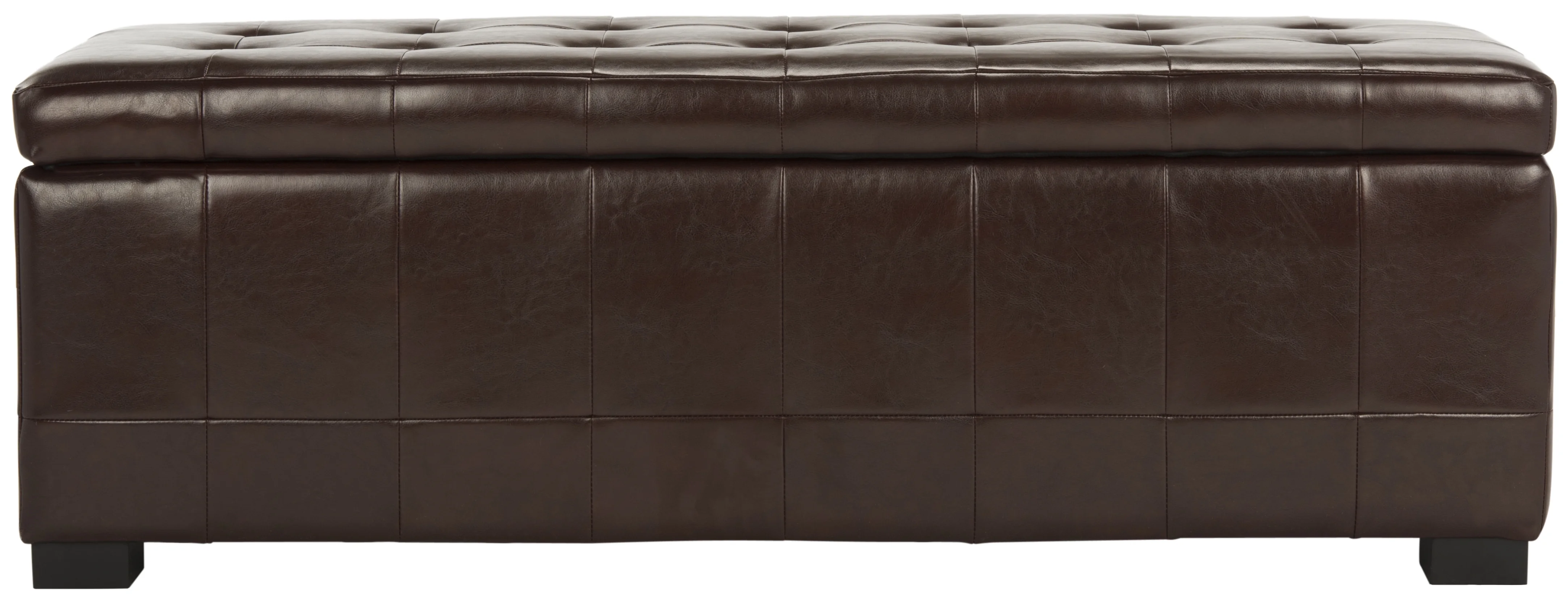 SAFAVIEH Large Manhattan Rustic Tufted Storage Bench, Brown - Image 6