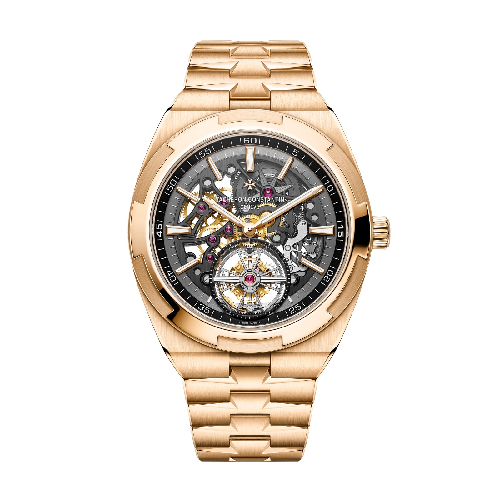 Replica Watches Fake Vacheron Constantin Overseas tourbillon skeleton 42.5 MM PINK GOLD(1:1 replica) - Top club
