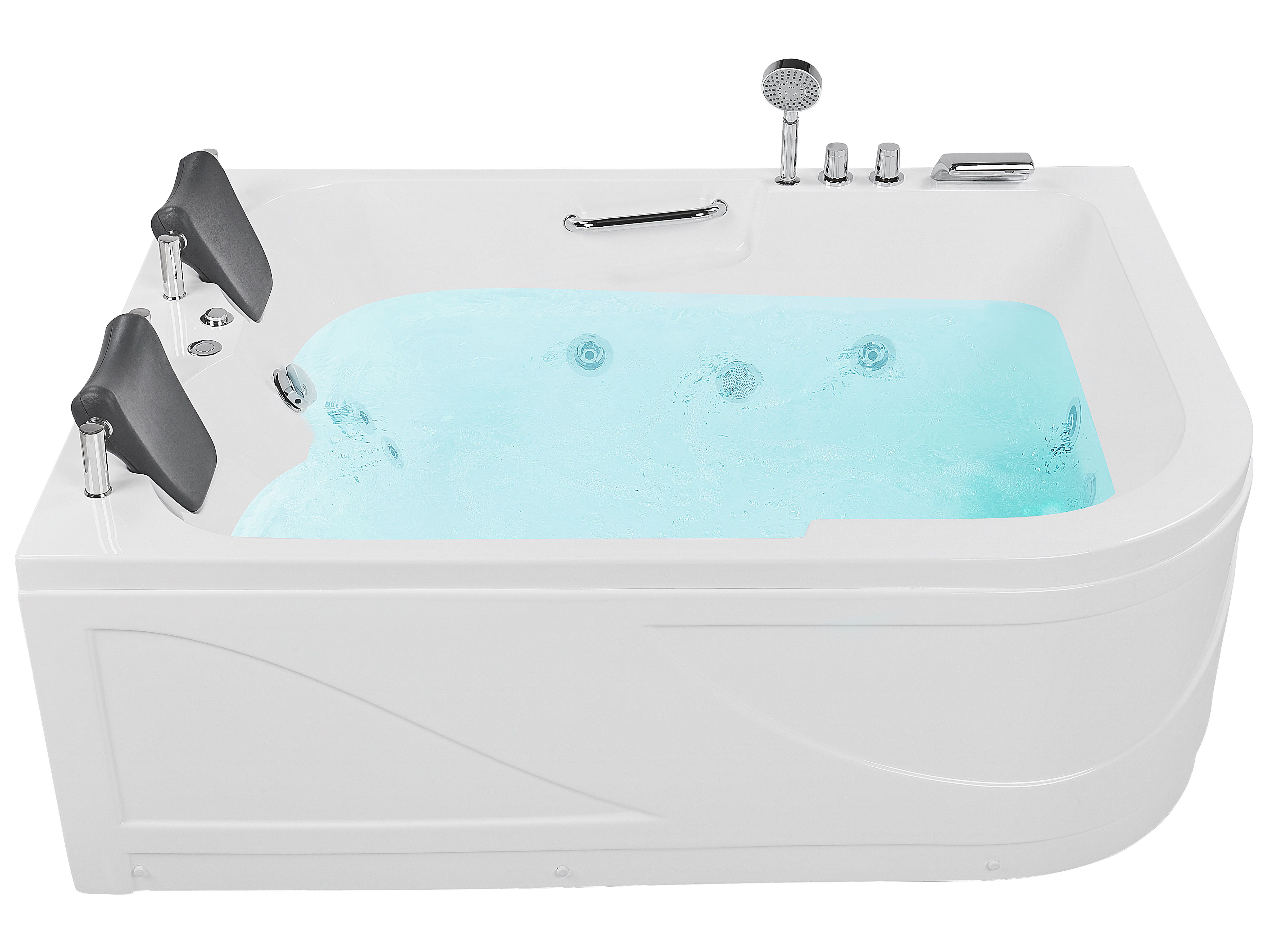 Corner Hot Tub with LED BAYAMO Right Hand 1700 x 1200 mm White