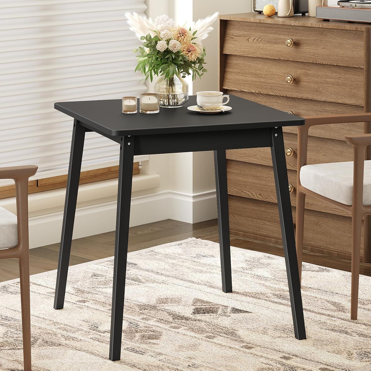 HOOBRO Bamboo Dining Table, Square Dining Table for 2, 27.6
