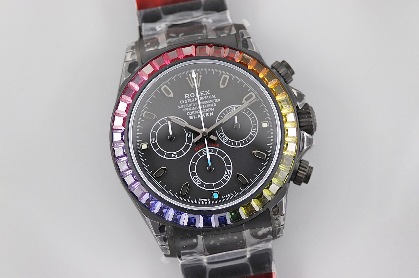 Rolex Daytona Ice Randy - Rainbow Diamonds Modified - Black(1:1 replica) - Elite Watch Atelier
