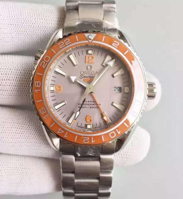 Replica Omega Planet Ocean SS GMT Gray Dial Orange Bezel SS Bracelet A8605 - Top club