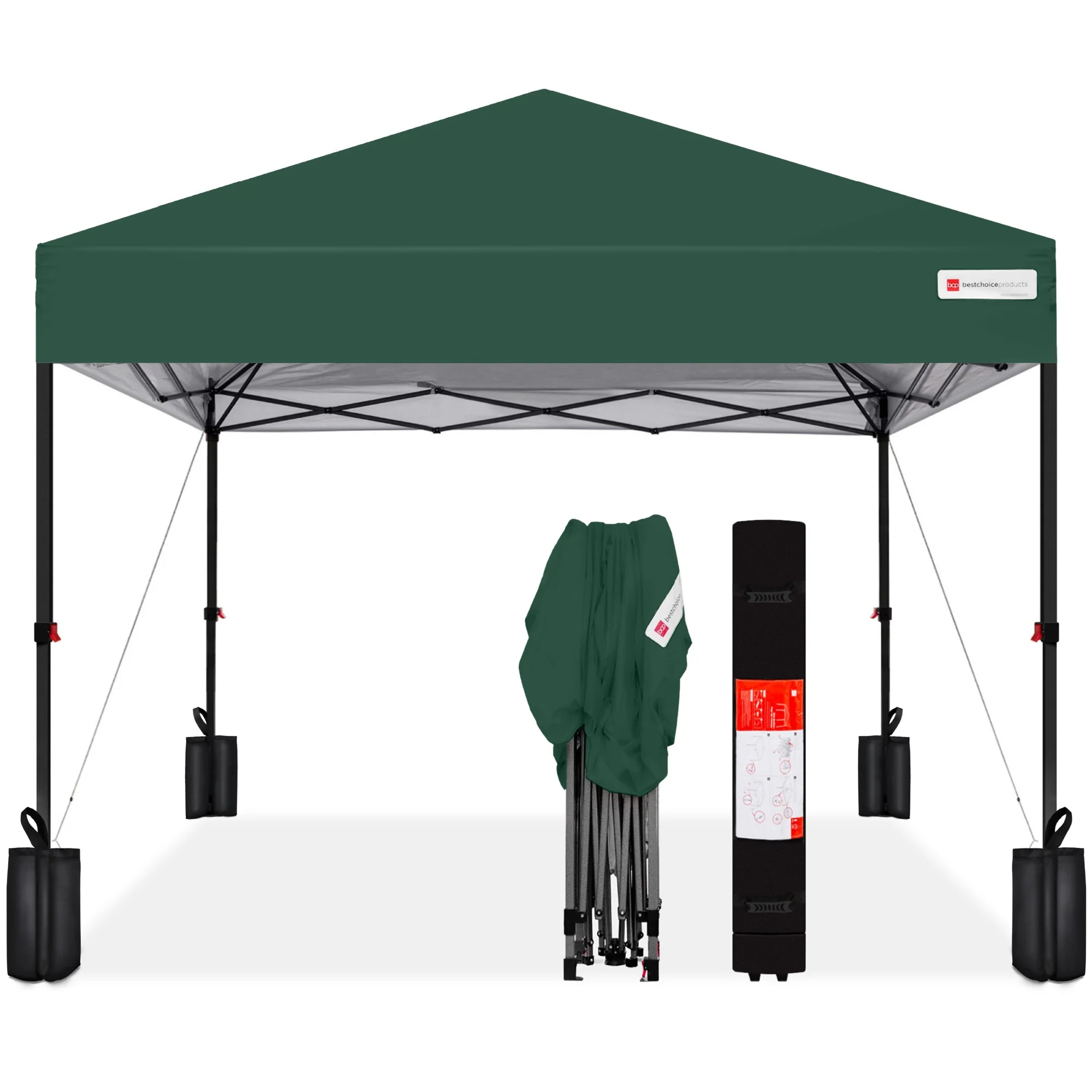 Best Choice Products 10x10ft Easy Setup Pop Up Canopy w/ 1-Button Setup, Wheeled Case, 4 Weight Bags - White - Image 83