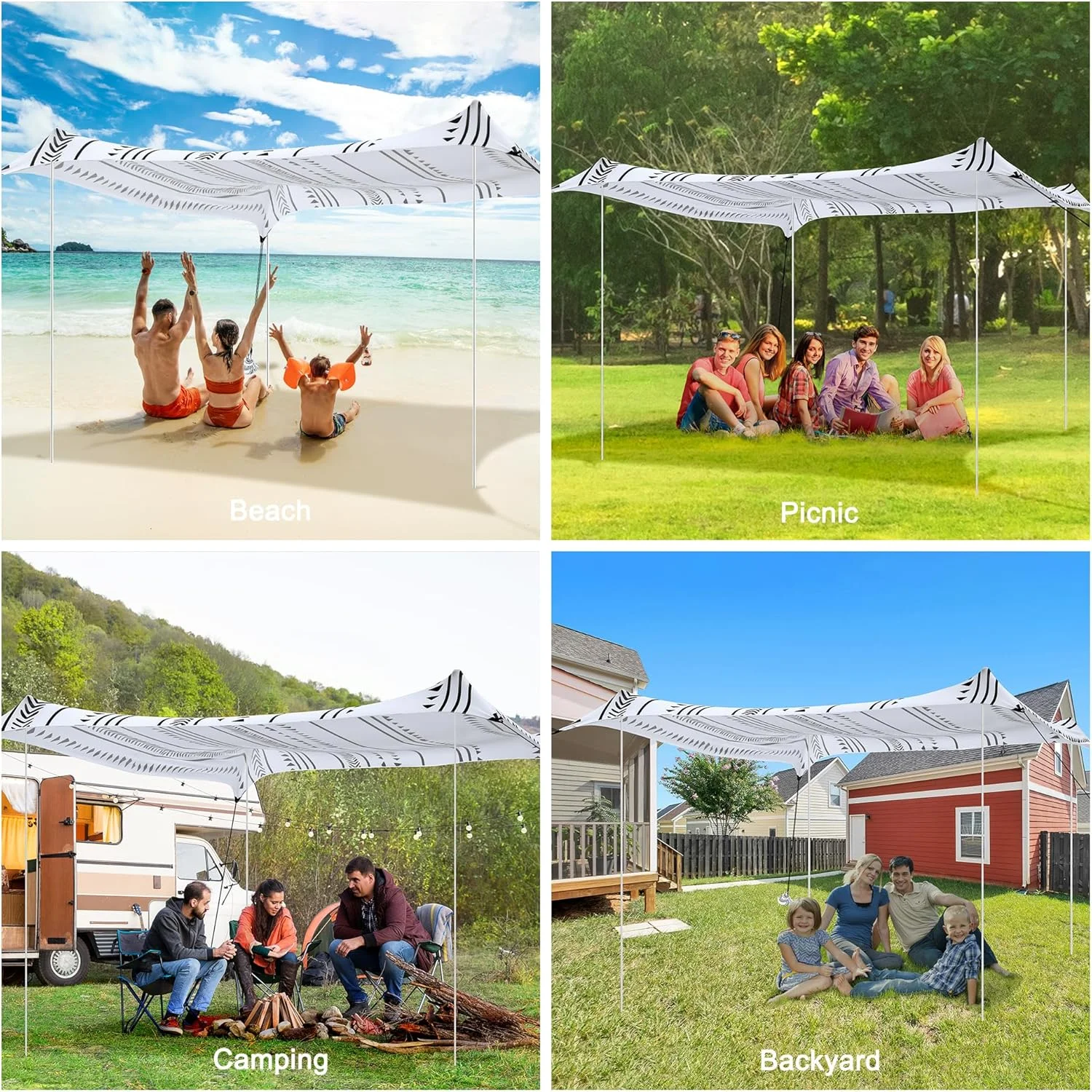 Beach Tent, UPF 50+ Beach Canopy Sun Shade, Portable 10×10 FT Large Pop-Up Beach Tent Sun Shelter with Sand Anchors, Ground Pegs, Easy Setup for Beach, Camping, Park, and Backyard Fun - Image 16
