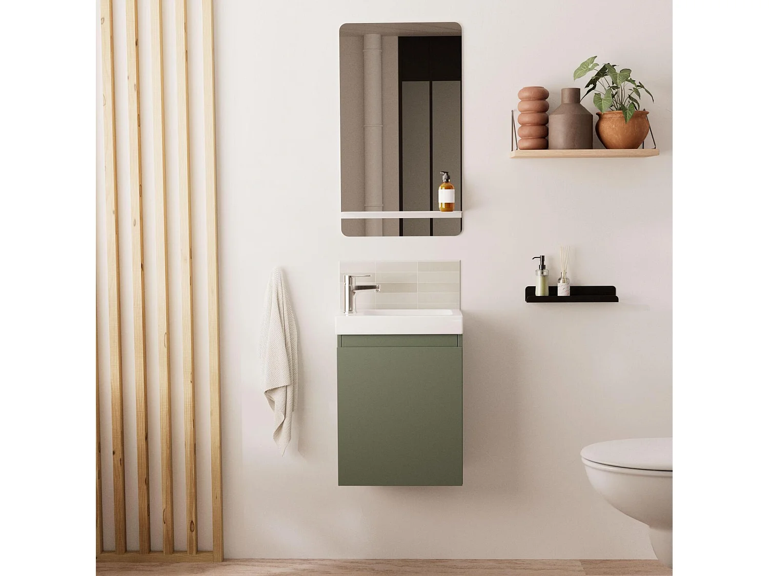 Meuble lave-mains LISA + miroir tablette