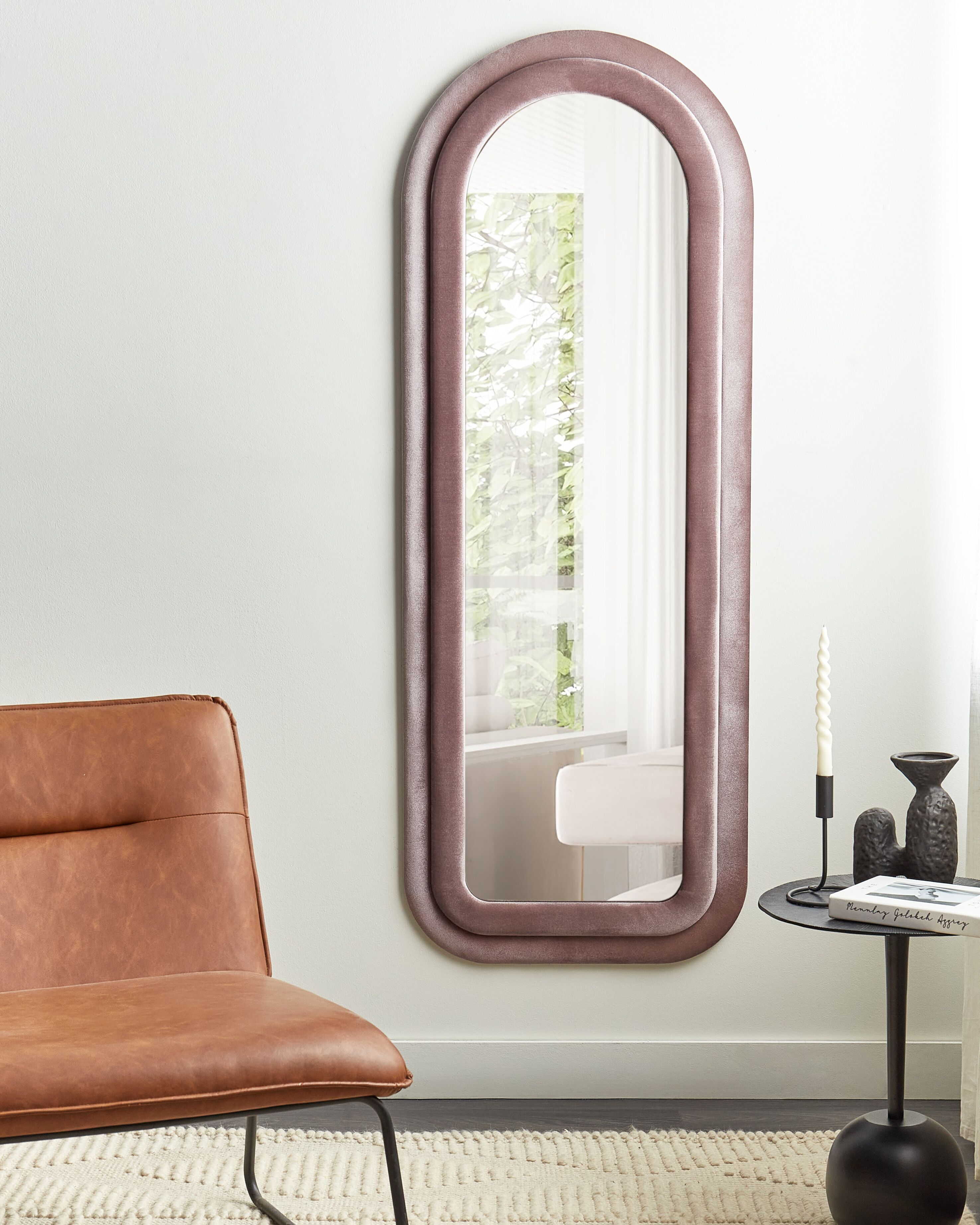 Wall Mirror CULAN 60 cm 160 cm Velvet Pink