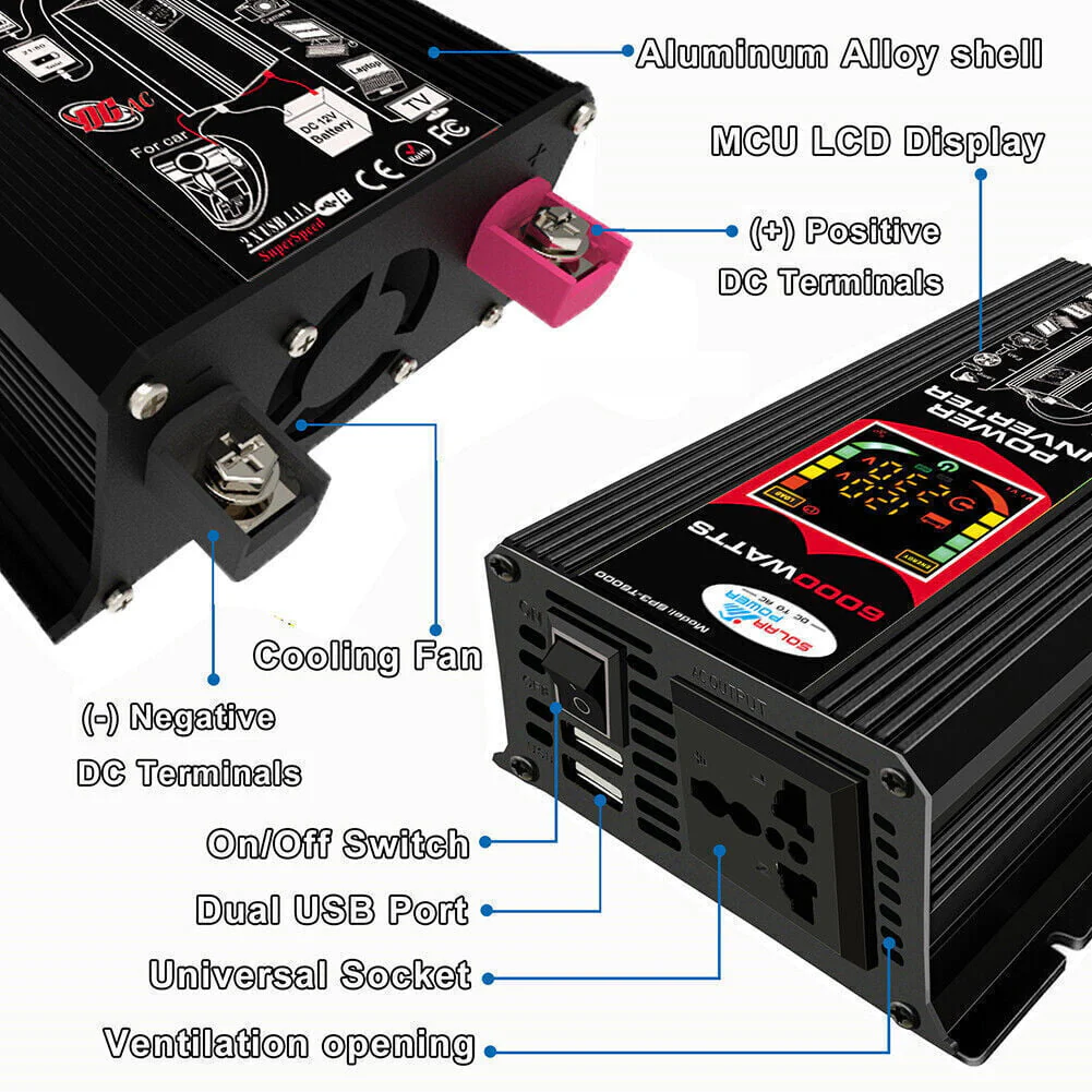 6000W Complete Solar Panel Kit Solar Power Generator 100A Home 110V Grid System - Image 7