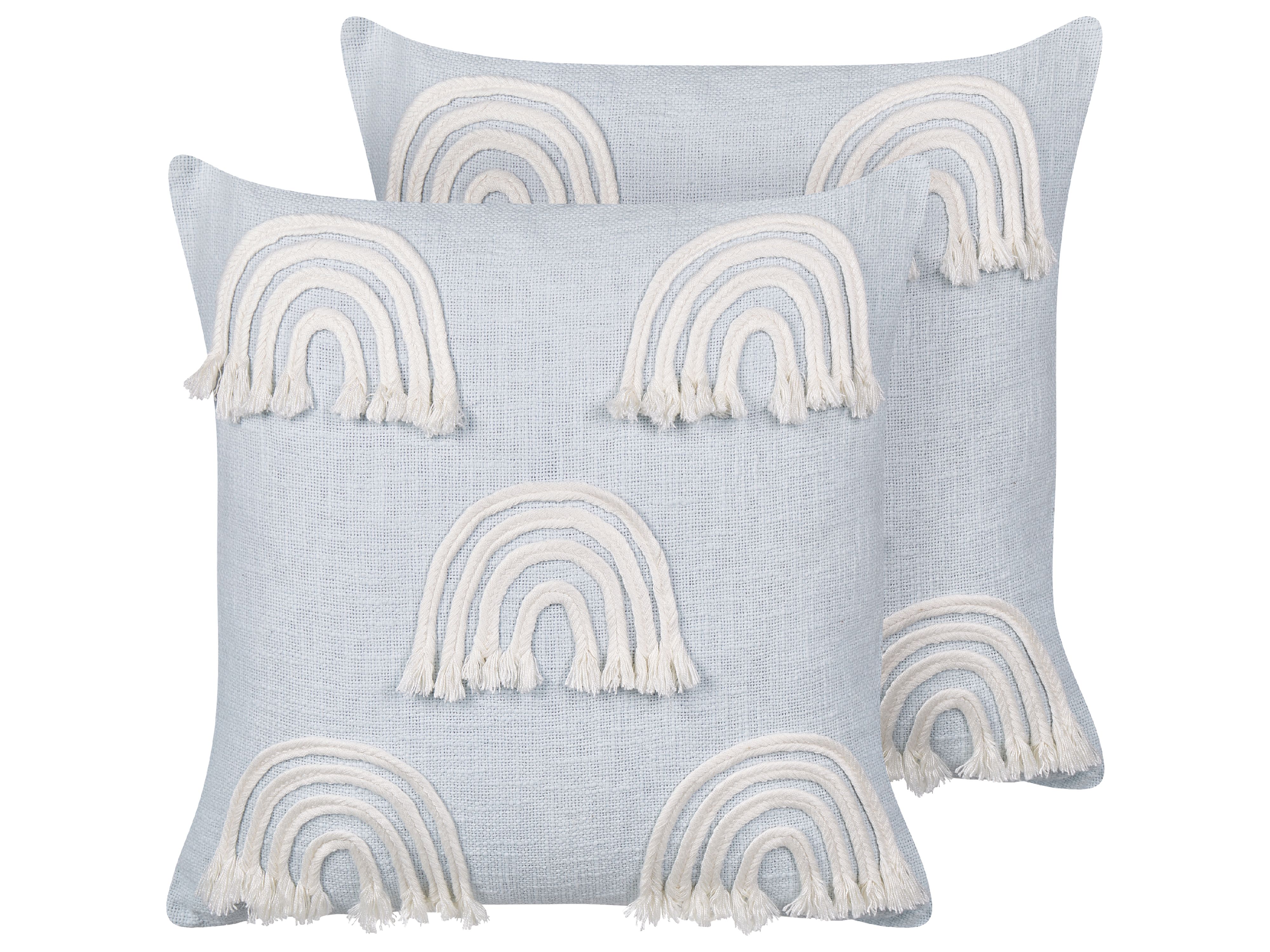 Set of 2 Decorative Cushions LEEA Cotton 45 x 45 cm Light Blue