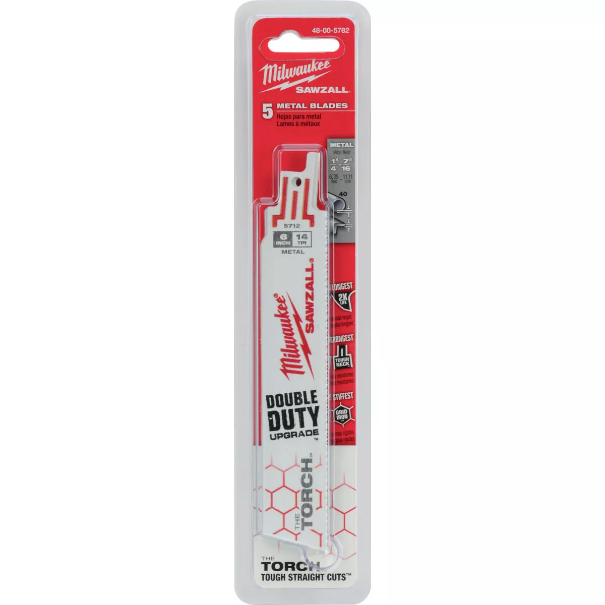 Milwaukee SAWZALL The TORCH 6 In. 14 TPI Metal Demolition Reciprocating Saw Blade (5-Pack)
