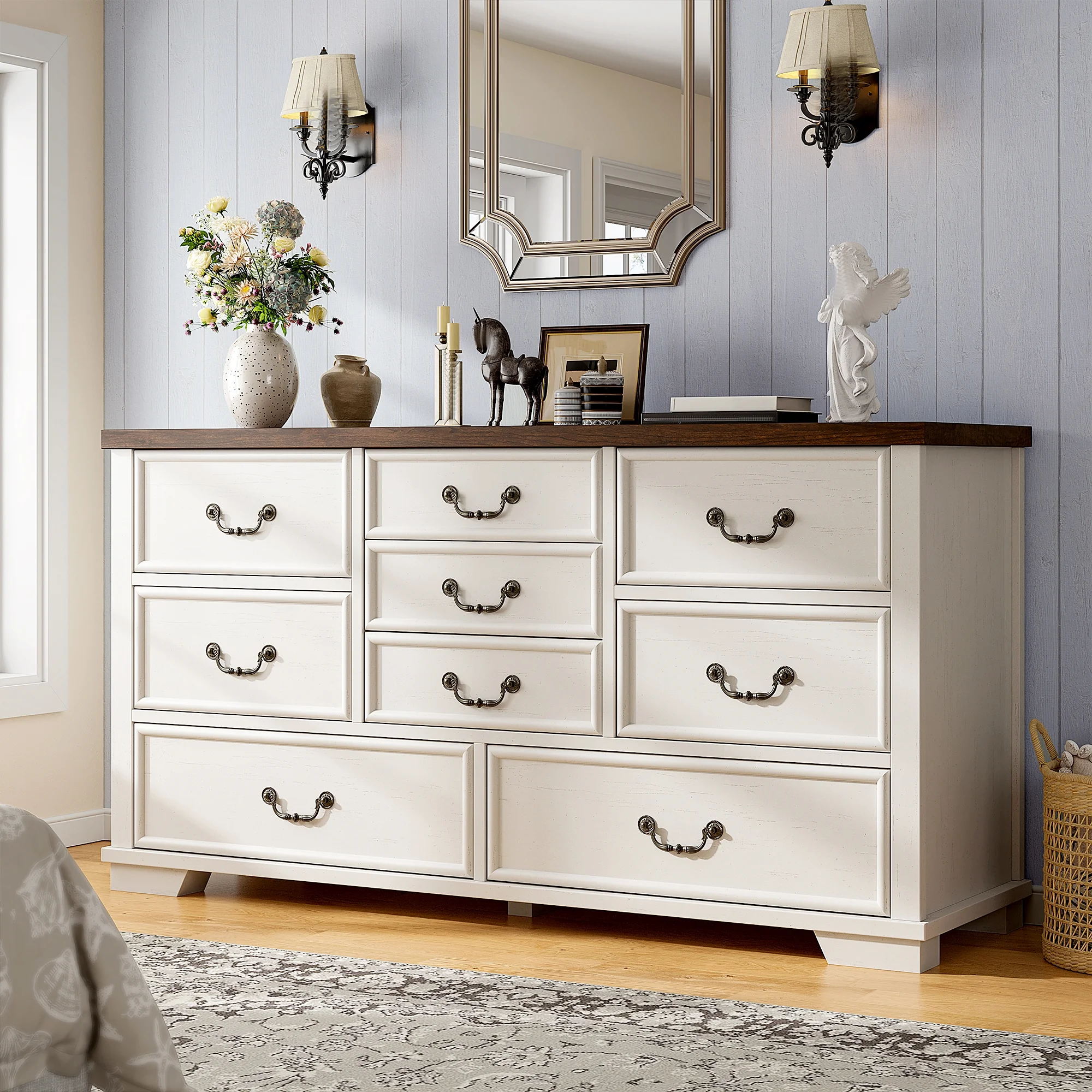 EnHomee Wood Dressers for Bedroom with 9 Drawers White Dresser Chest of Drawers for Living Room - Image 10