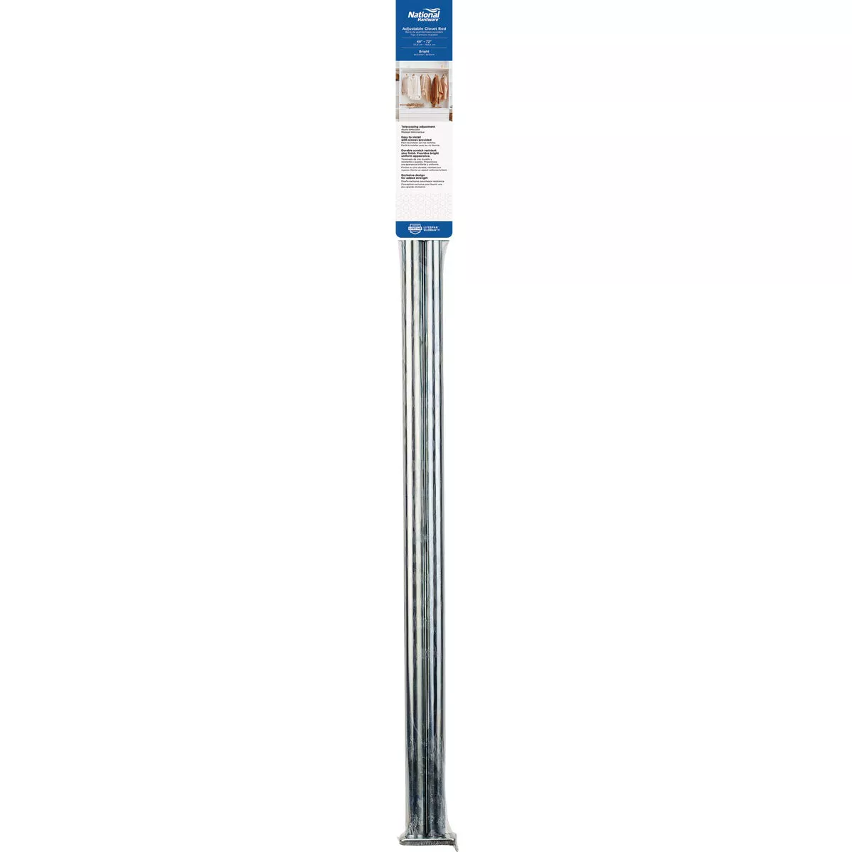 National Hardware 48 In. to 72 In. Bright Steel Adjustable Closet Rod