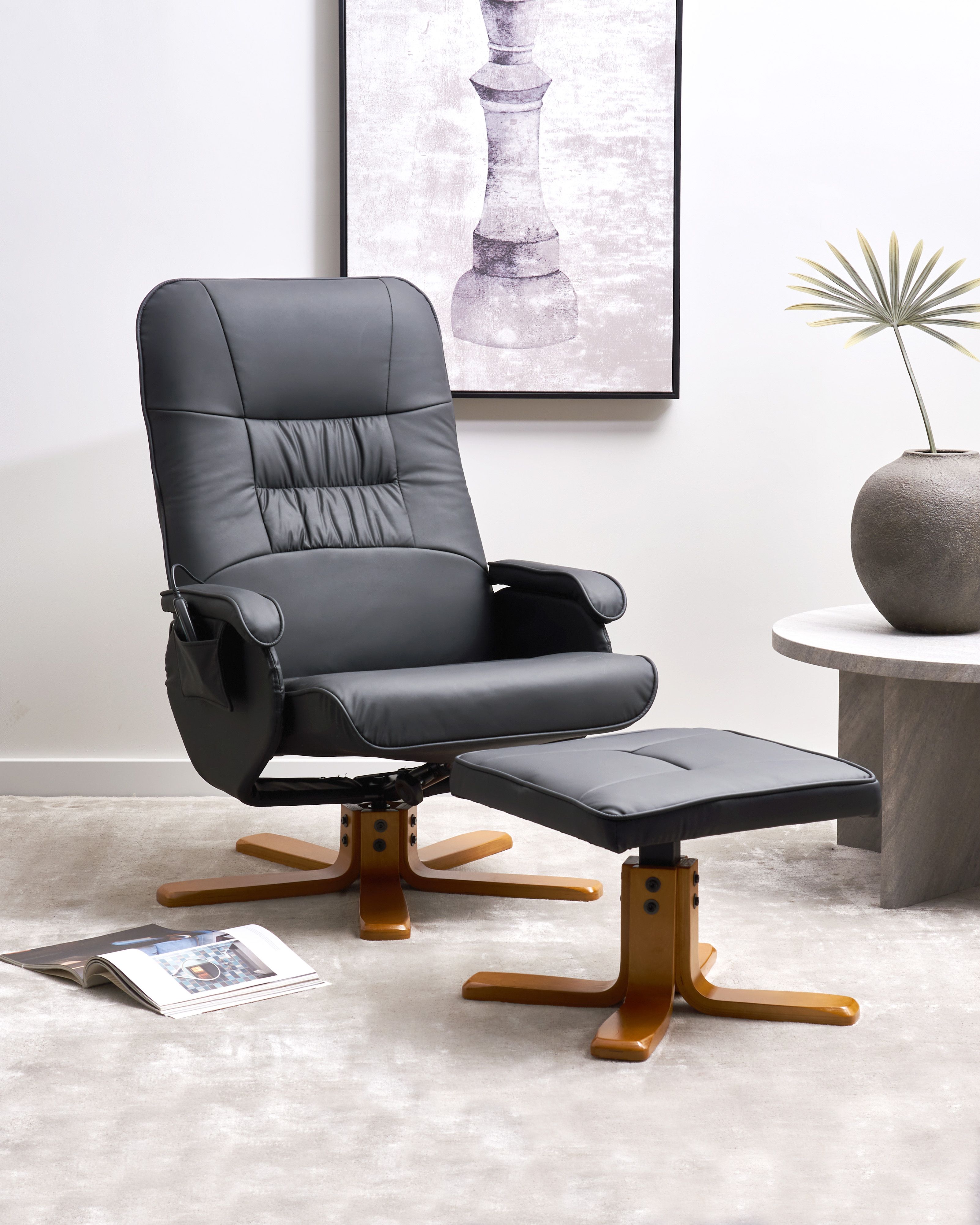 Massage Chair RELAXPRO with Footstool Faux Leather Black