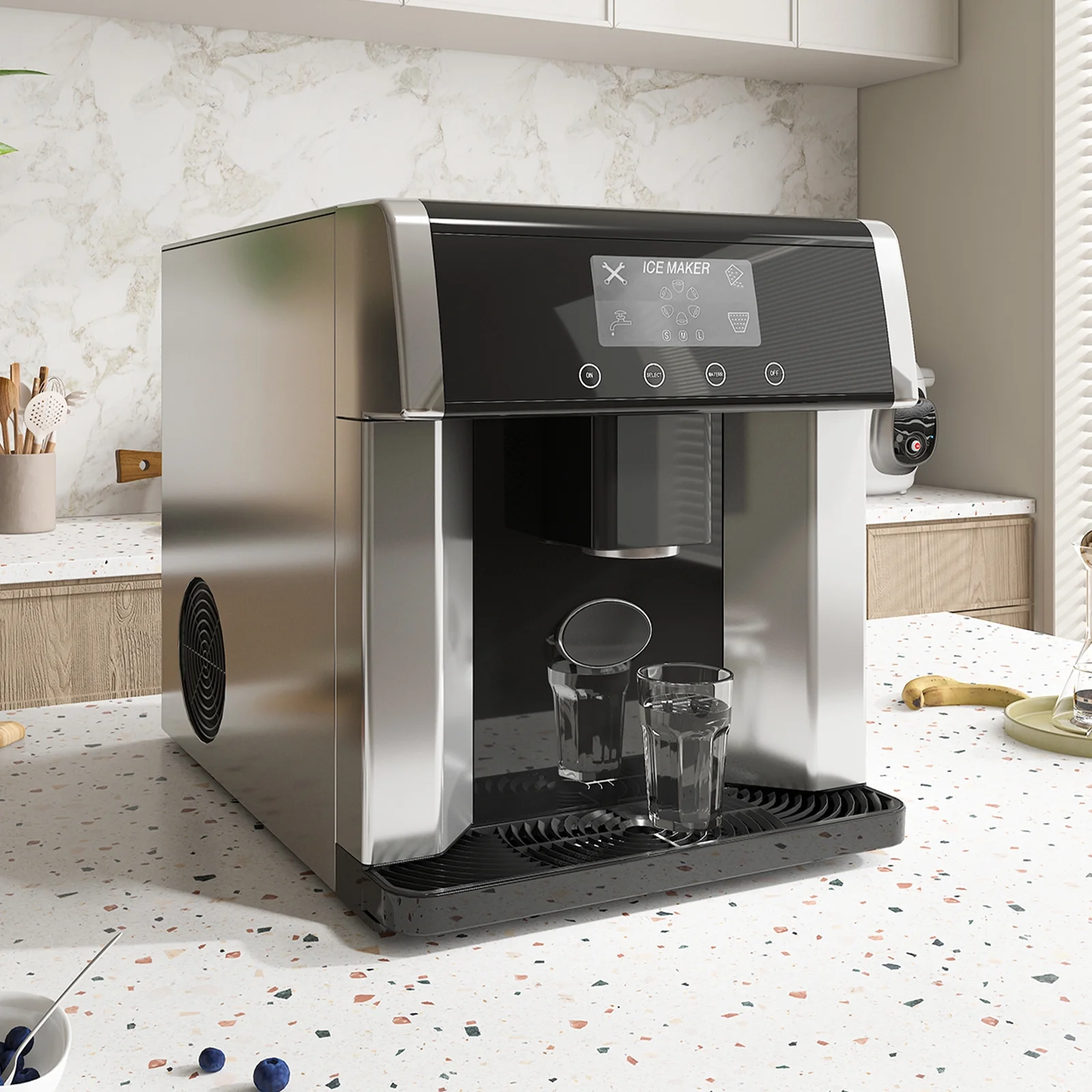 TABU 40Lbs/24H Countertop Ice Maker Machine,3 in 1 Ice Maker with Water Dispenser,Crushed Ice,Black - Image 20