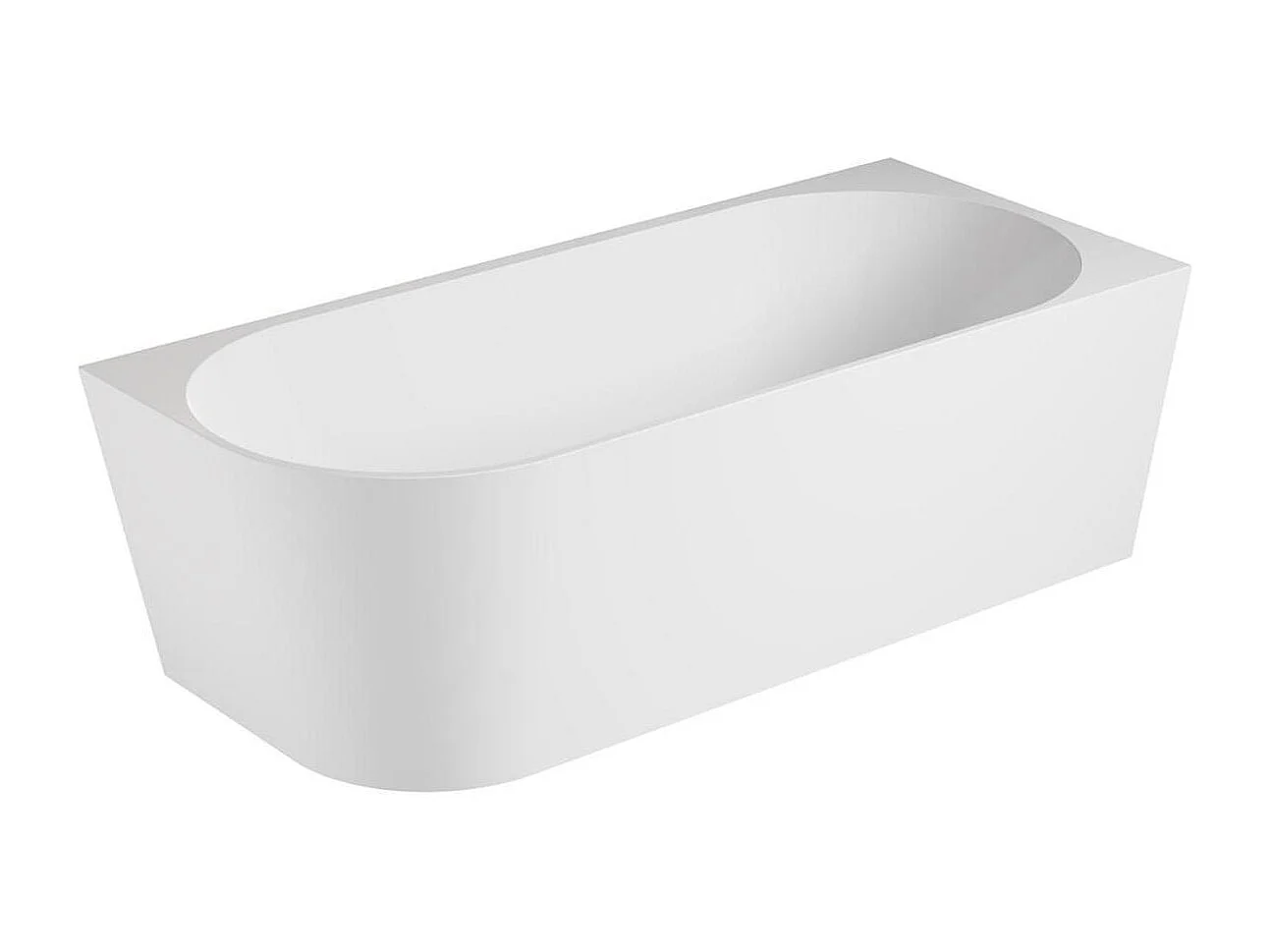Baignoire semi-îlot en acrylique blanche 150cm - Angle droit MILO