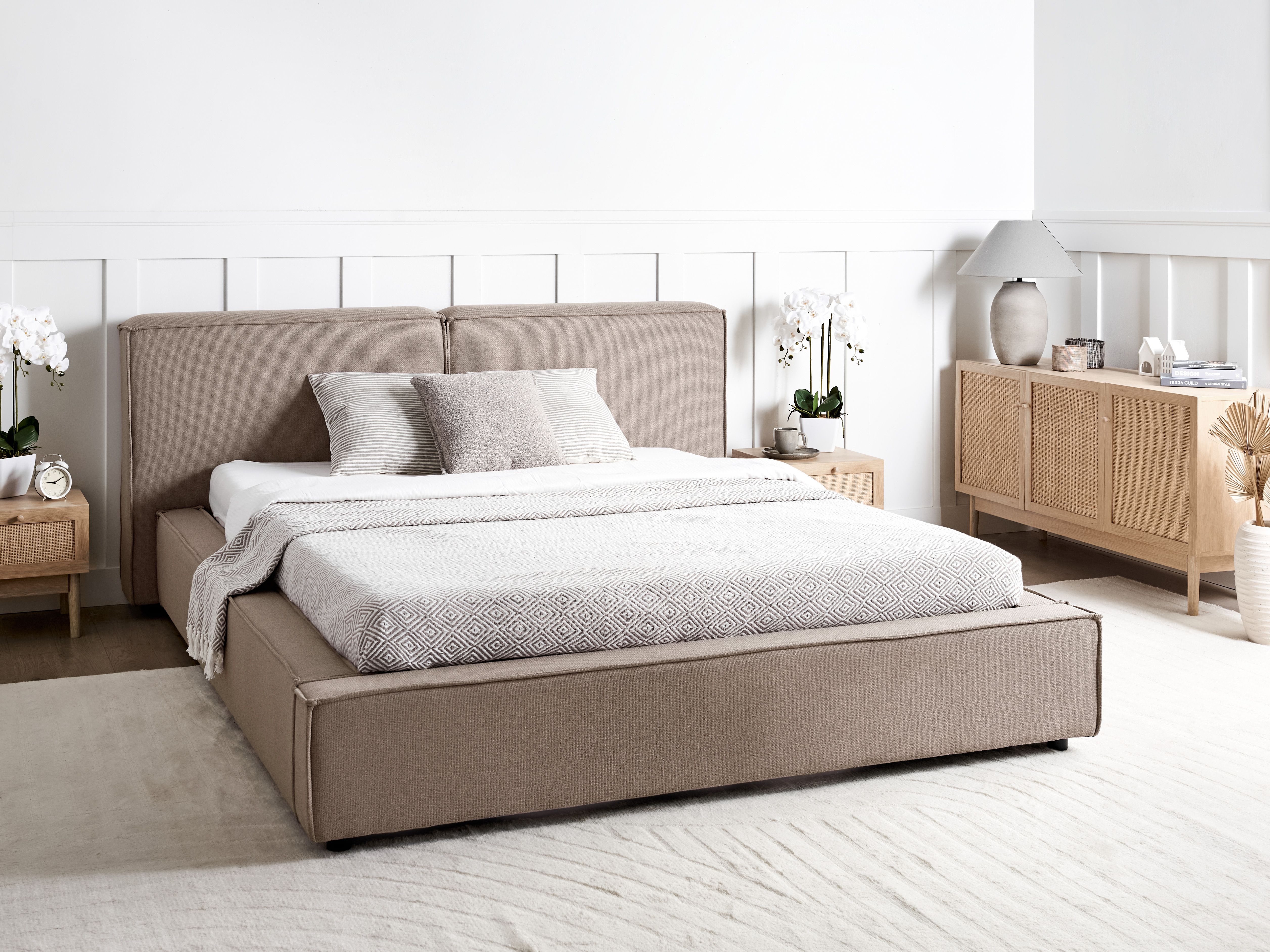 Waterbed Fabric LINARDS 160 x 200 cm (EU King Size) Taupe