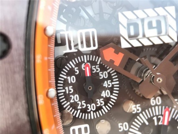 Replica Richard Mille RM011 Felipe Massa RG Chrono Brown Skeleton Dial Orange Rubber Strap A7750 - Top club