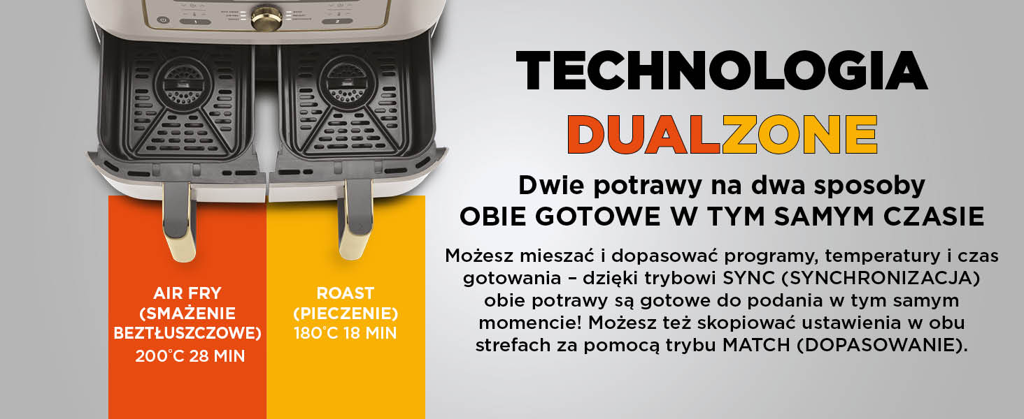 Ninja MAX Dwustrefowa frytkownica, 2 szuflady