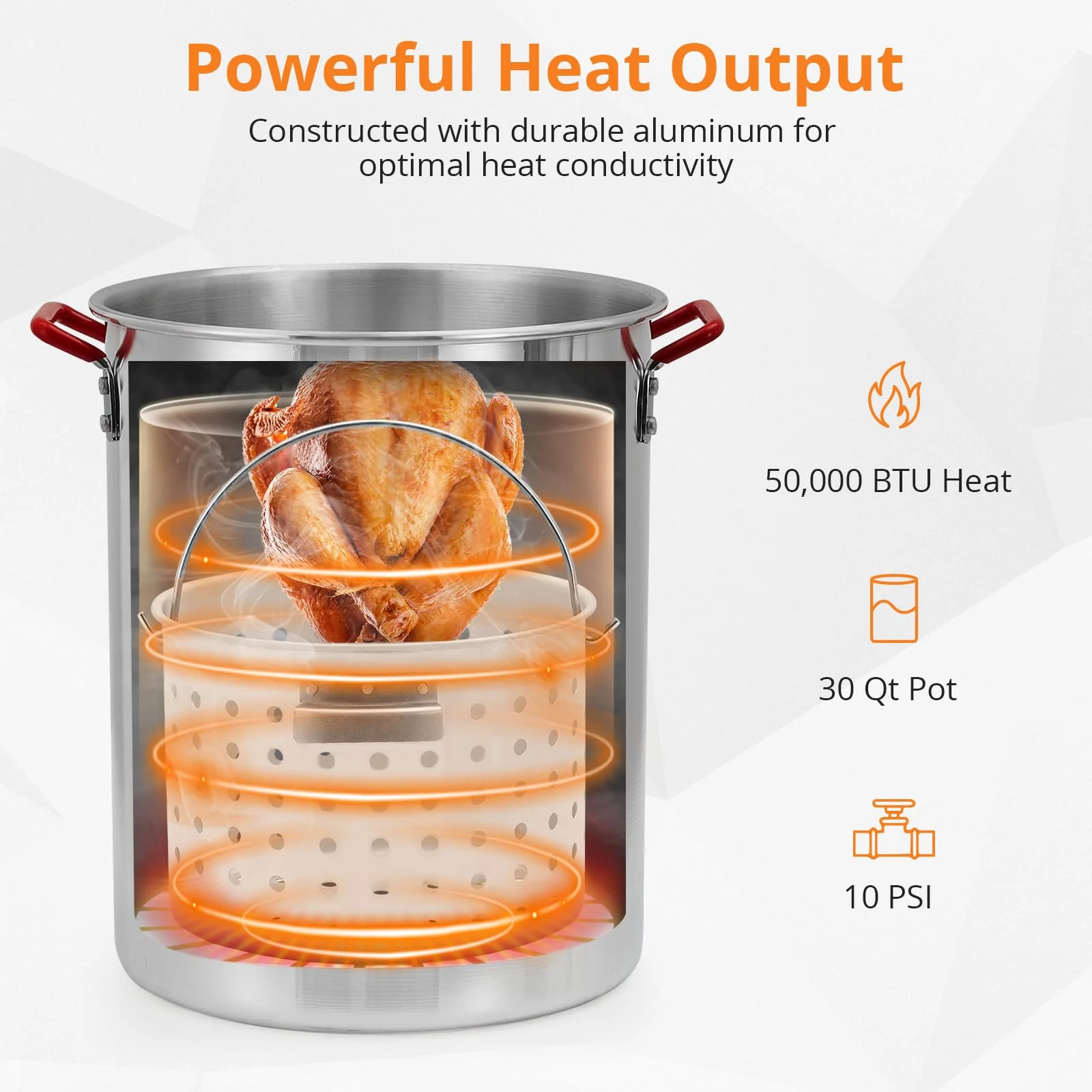 Soonbuy 30 Qt Turkey Deep Fryer & 10 Qt Fish Fryer Kit,Aluminum Seafood Crawfish Boiler Pot with 38000 BTU Outdoor Propane Stove Burner Stand for 20 Lb Turkey,Thermometer,Turkey Rack & Lifting Hook