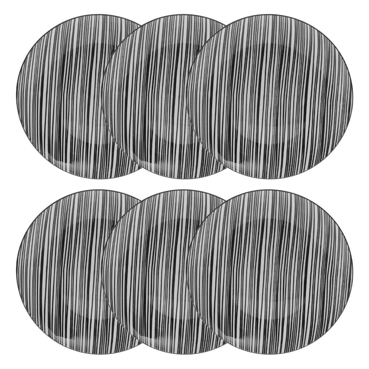 Set of 6 dinner plates "Bohemia" D.26.5 cm, Black & White