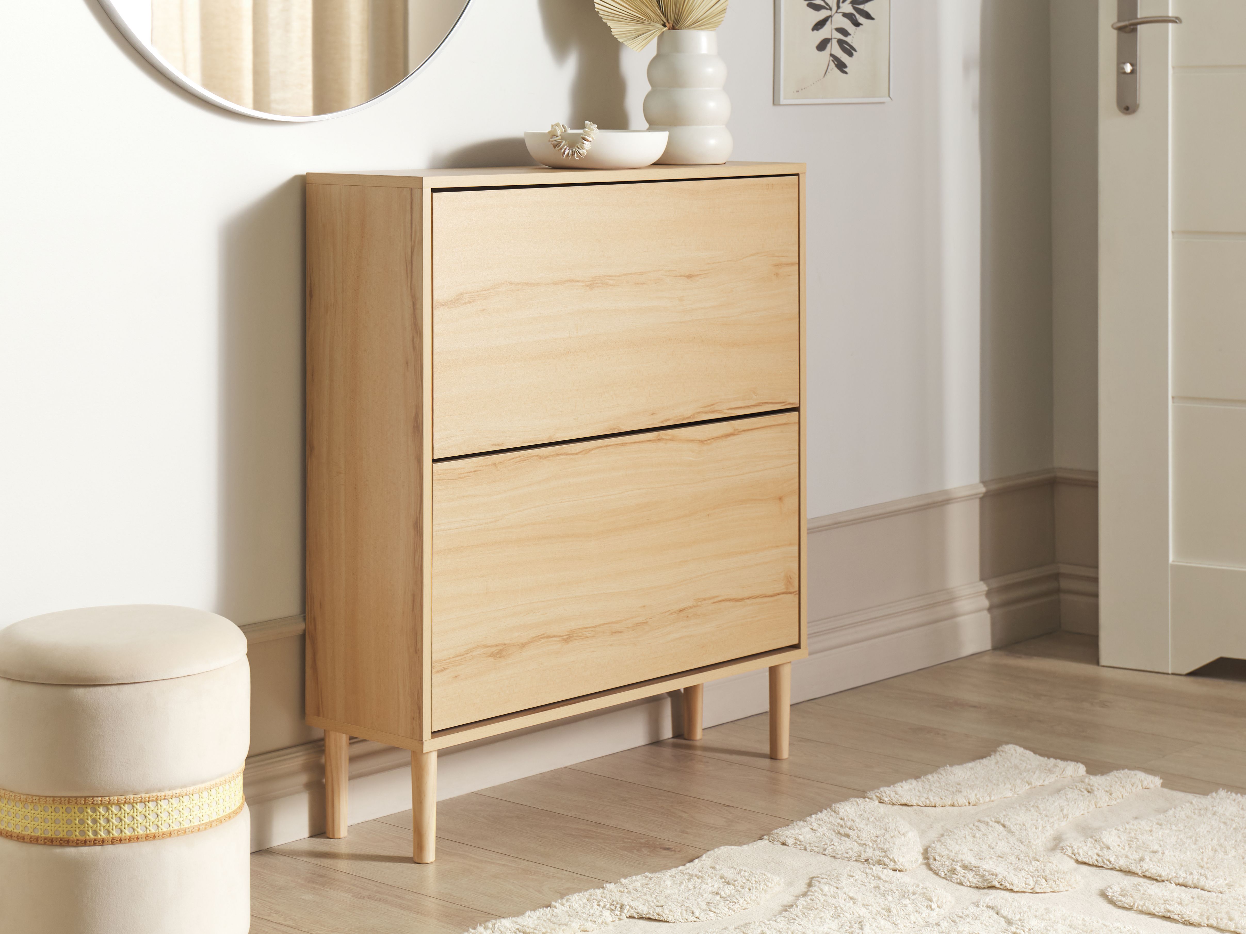 Shoe Storage Cabinet NORRIS Light Brown