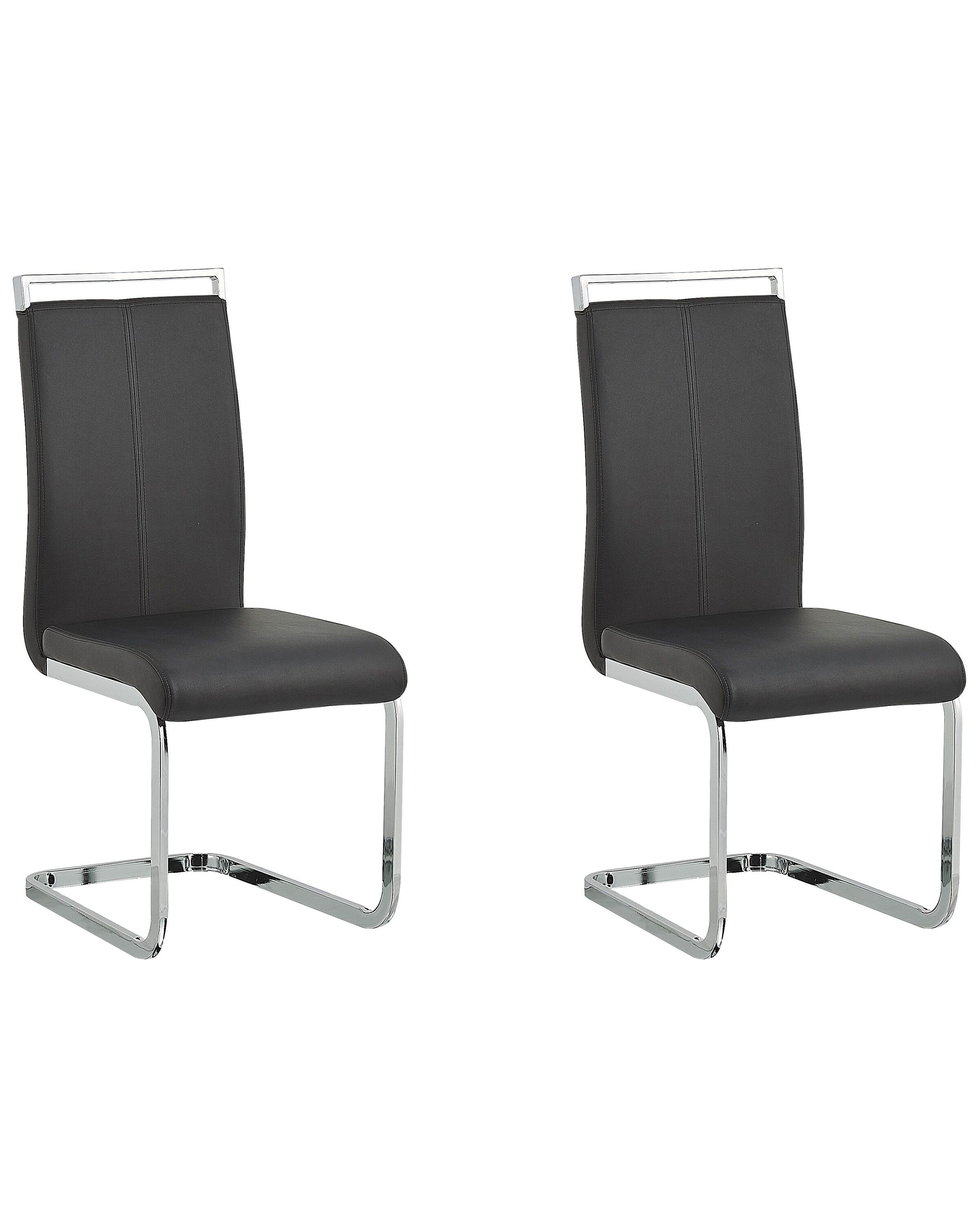 Set of 2 Dining Chairs GREEDIN Faux Leather Black