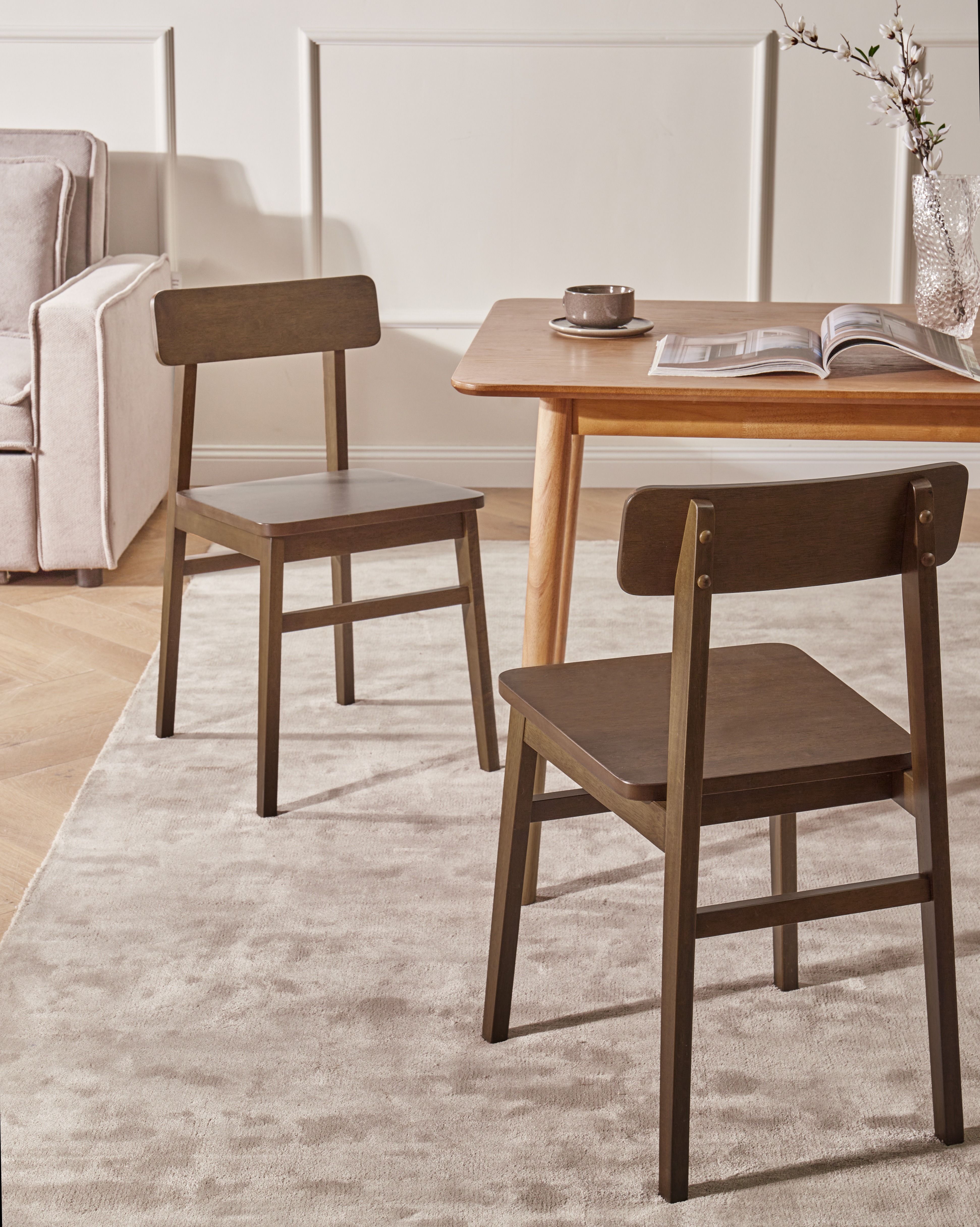 Set of 2 Dining Chairs GORRE Wood Dark Brown